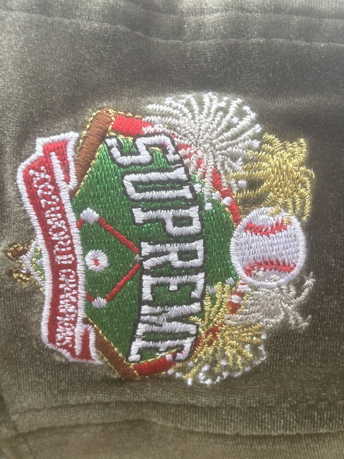 Supreme 🔥Supreme 2022 World Champions Green Velour New Era 7 1/2 Size ONE SIZE - 5 Thumbnail