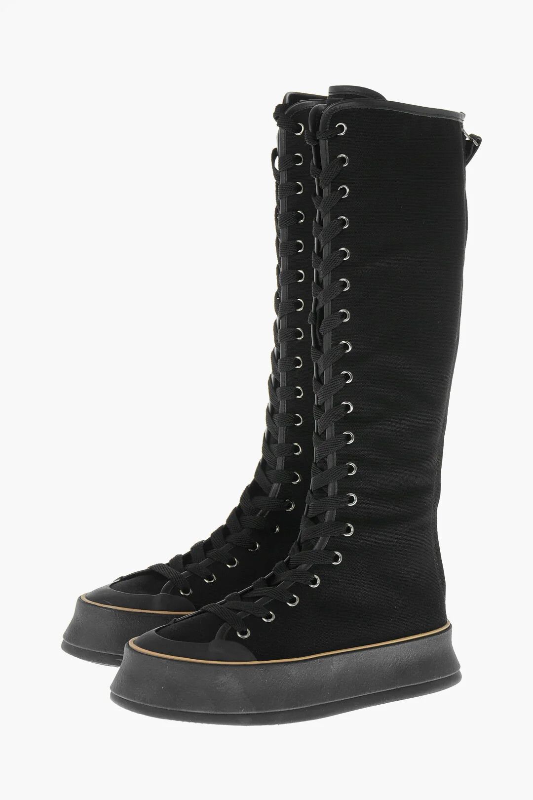Max Mara og1mm0426 Tall Cotton Boots in Black Size US 7 / IT 37 - 3 Thumbnail