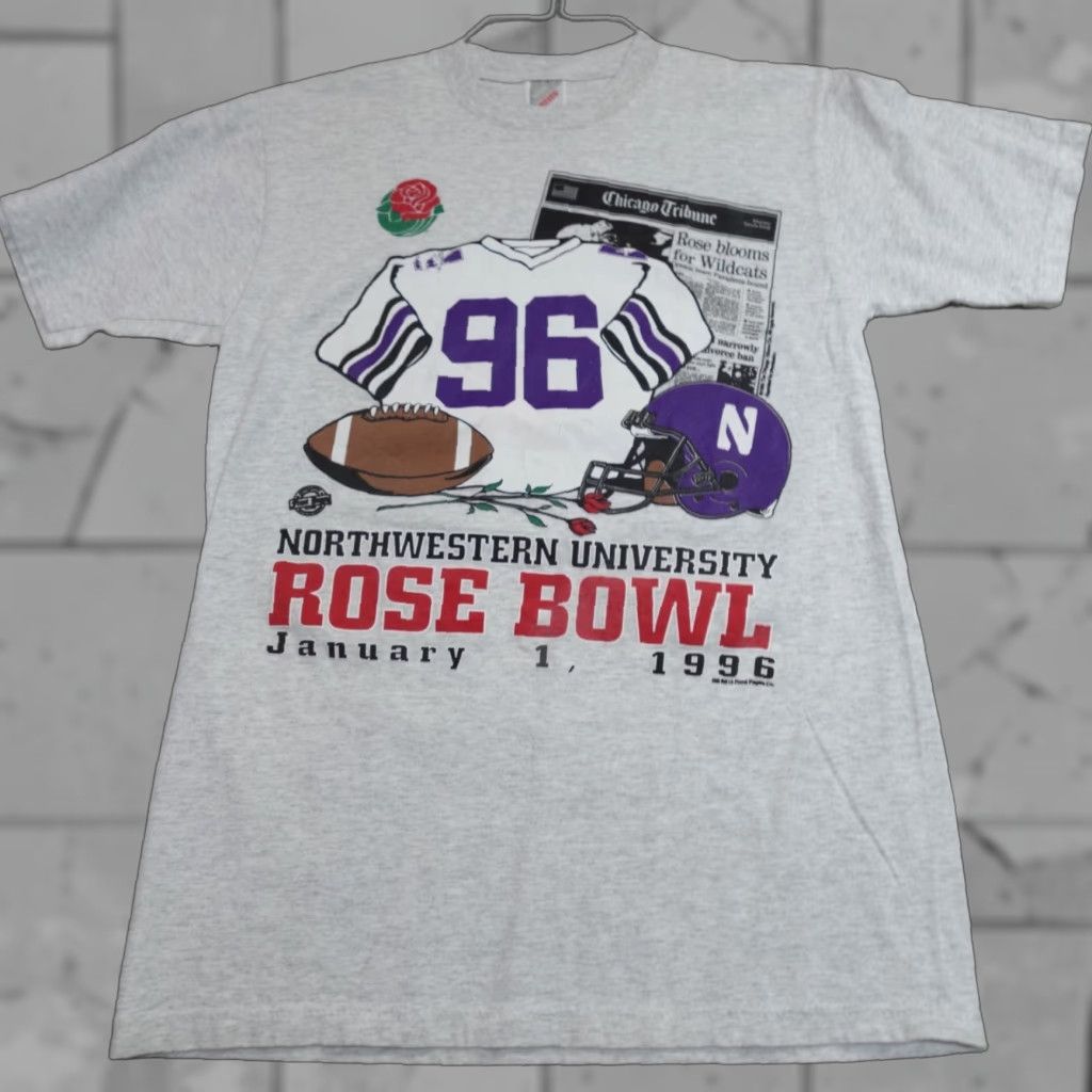 Vintage VINTAGE Rose Bowl Shirt Gray Small Northwestern USA 1996 Men T-Shirt Crew Neck Short Sleeve USA Made in USA Size US S / EU 44-46 / 1 - 1 Thumbnail