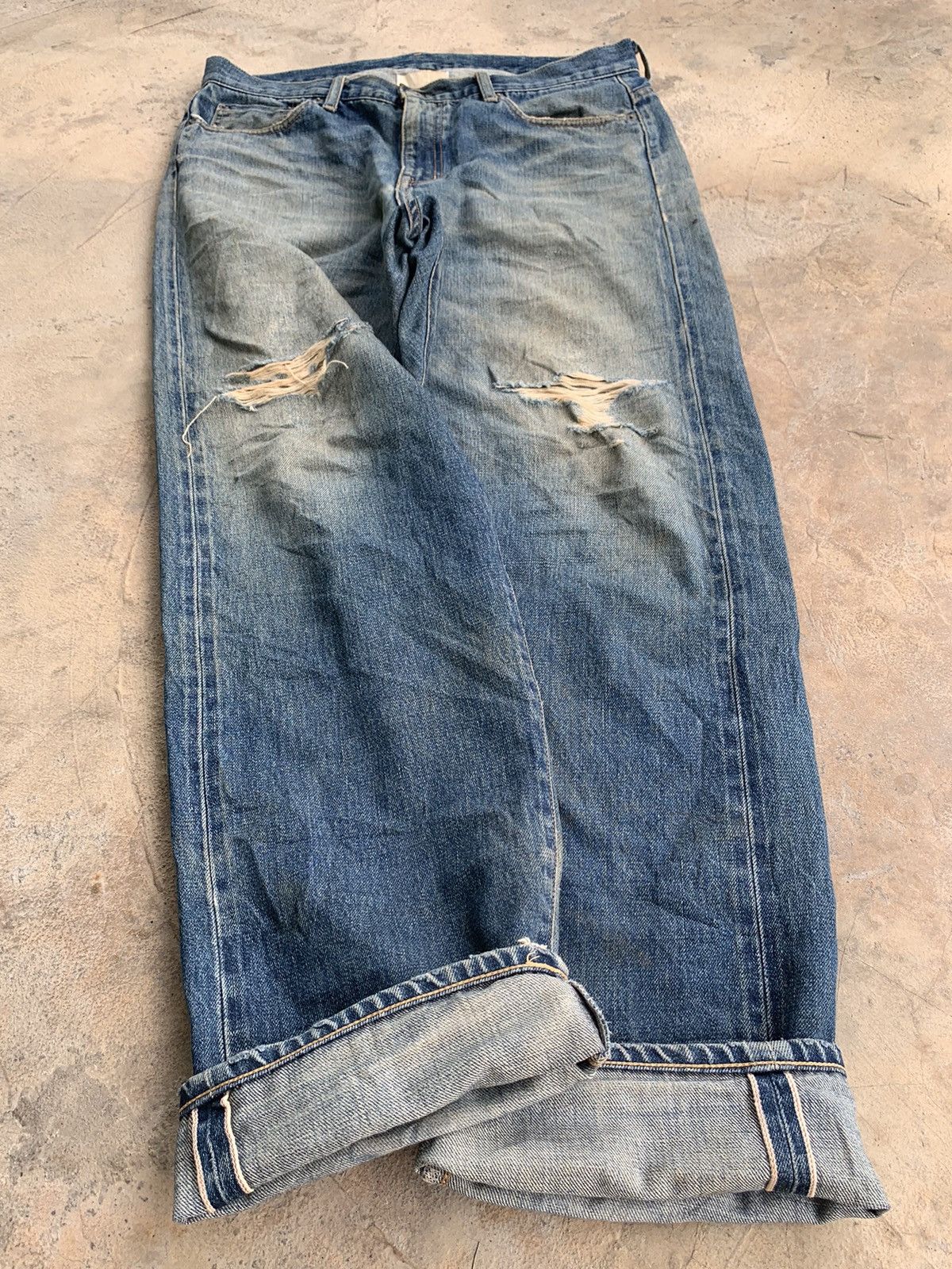 Japanese Brand × WHIZ LIMITED Whiz Limited Buckle Back Selvedge Distressed Denim Size US 36 / EU 52 - 8 Thumbnail