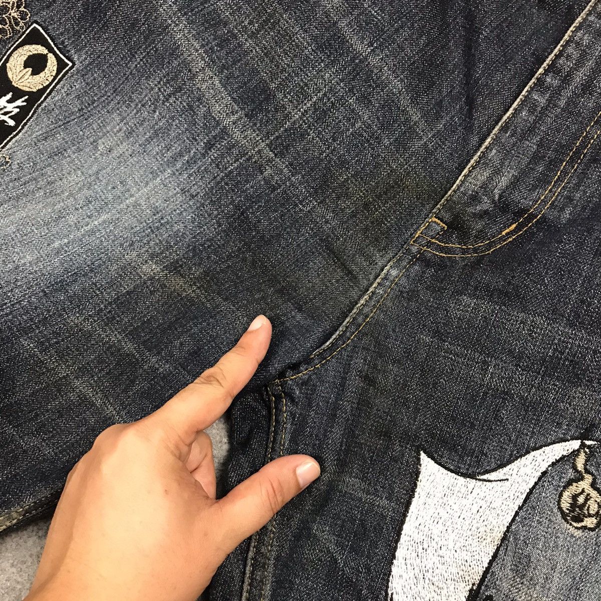 JAPANESE DENIM STYLE EMBROIDERY ART BAGGY PANTS