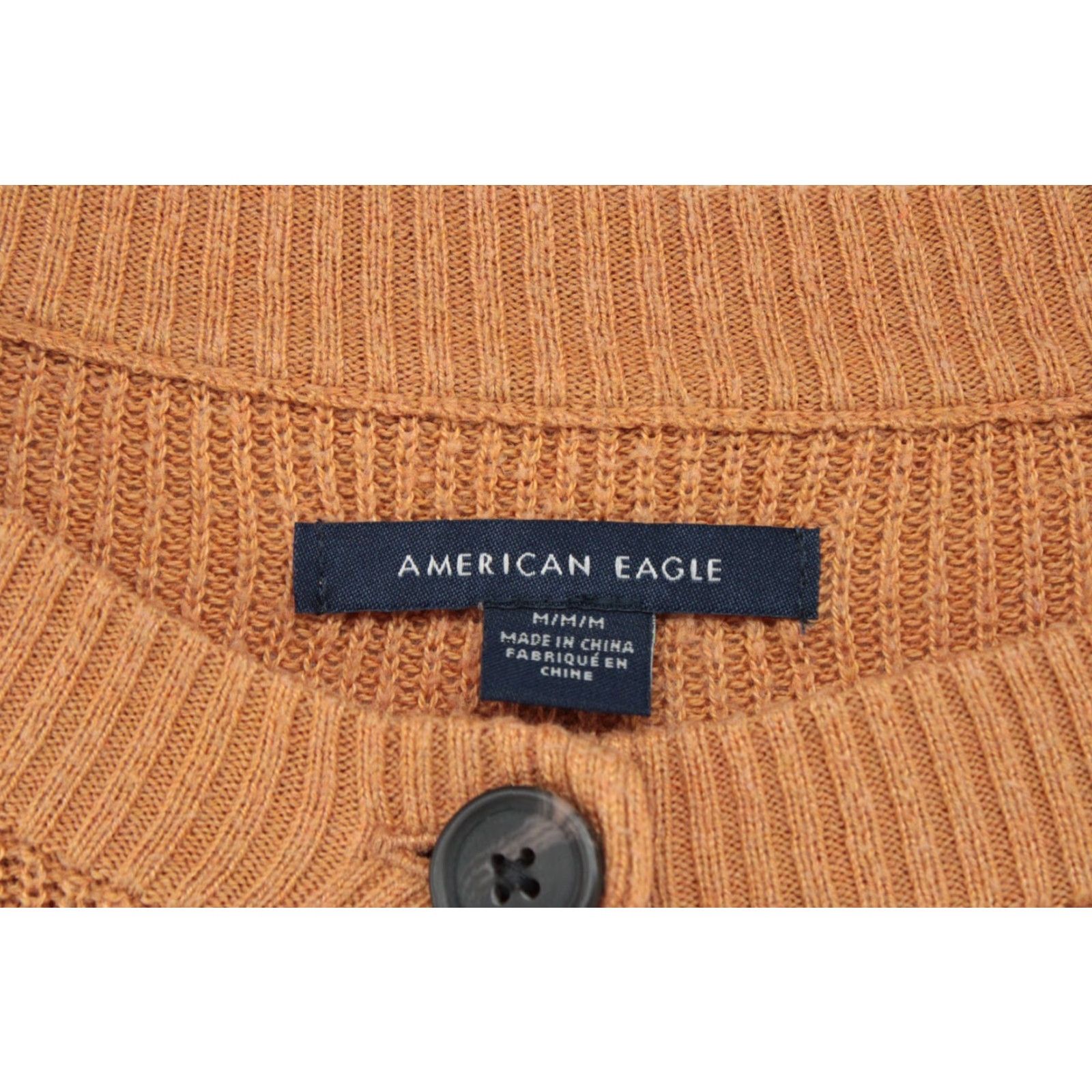 American Eagle Outfitters American Eagle Sweater Women's Medium Gold Retro Y2K Waffle Knit Textured Size M / US 6-8 / IT 42-44 - 6 Thumbnail