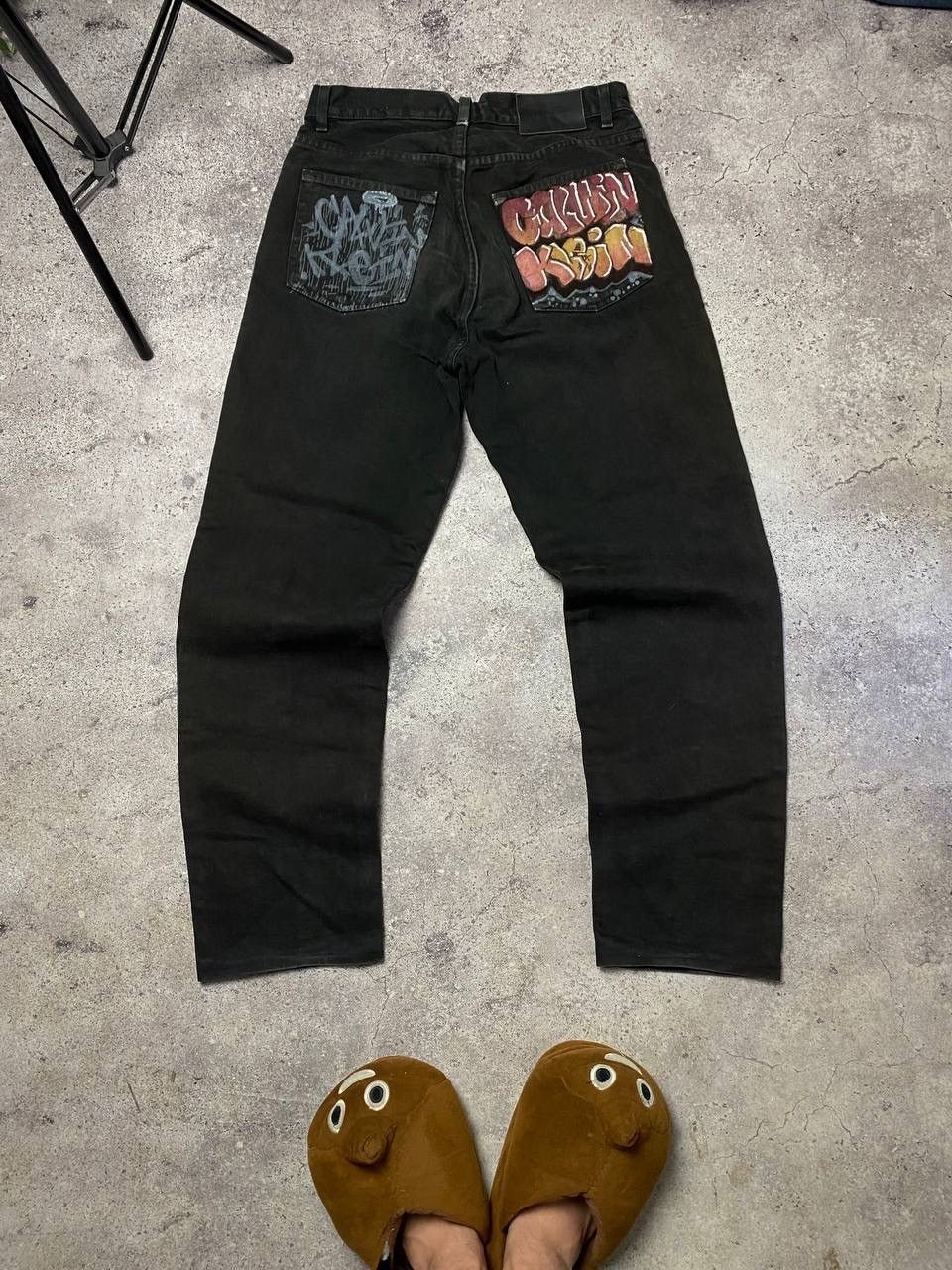Calvin Klein × Vintage Crazy Custom Baggy Calvin Klein Pants Denim Distressed Y2K Size US 31 - 1 Thumbnail