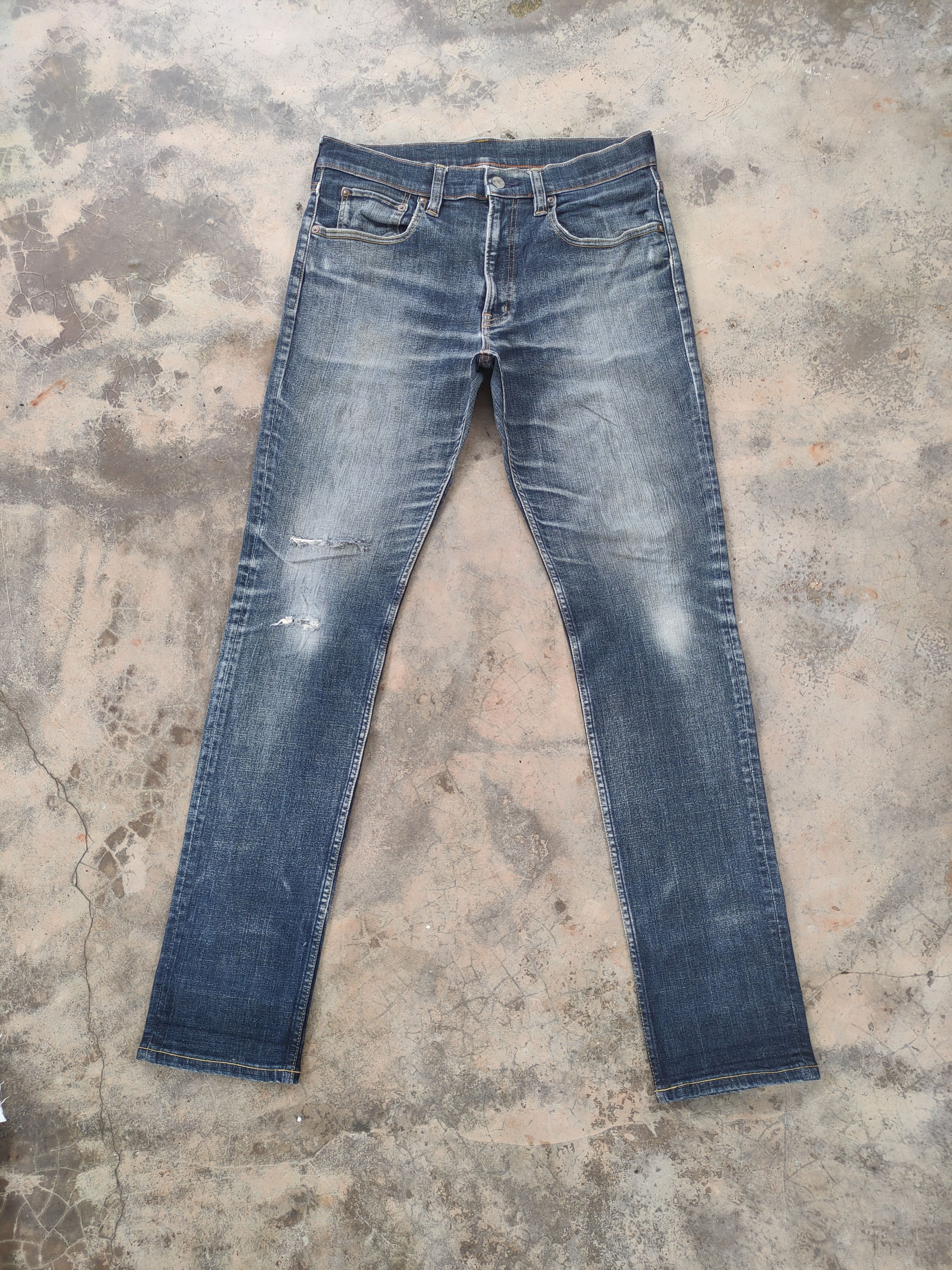 Japanese Brand VINTAGE JAPANESE SKINNY RIPPED FADED JEAN DENIM PANTS Size US 31 - 2 Thumbnail
