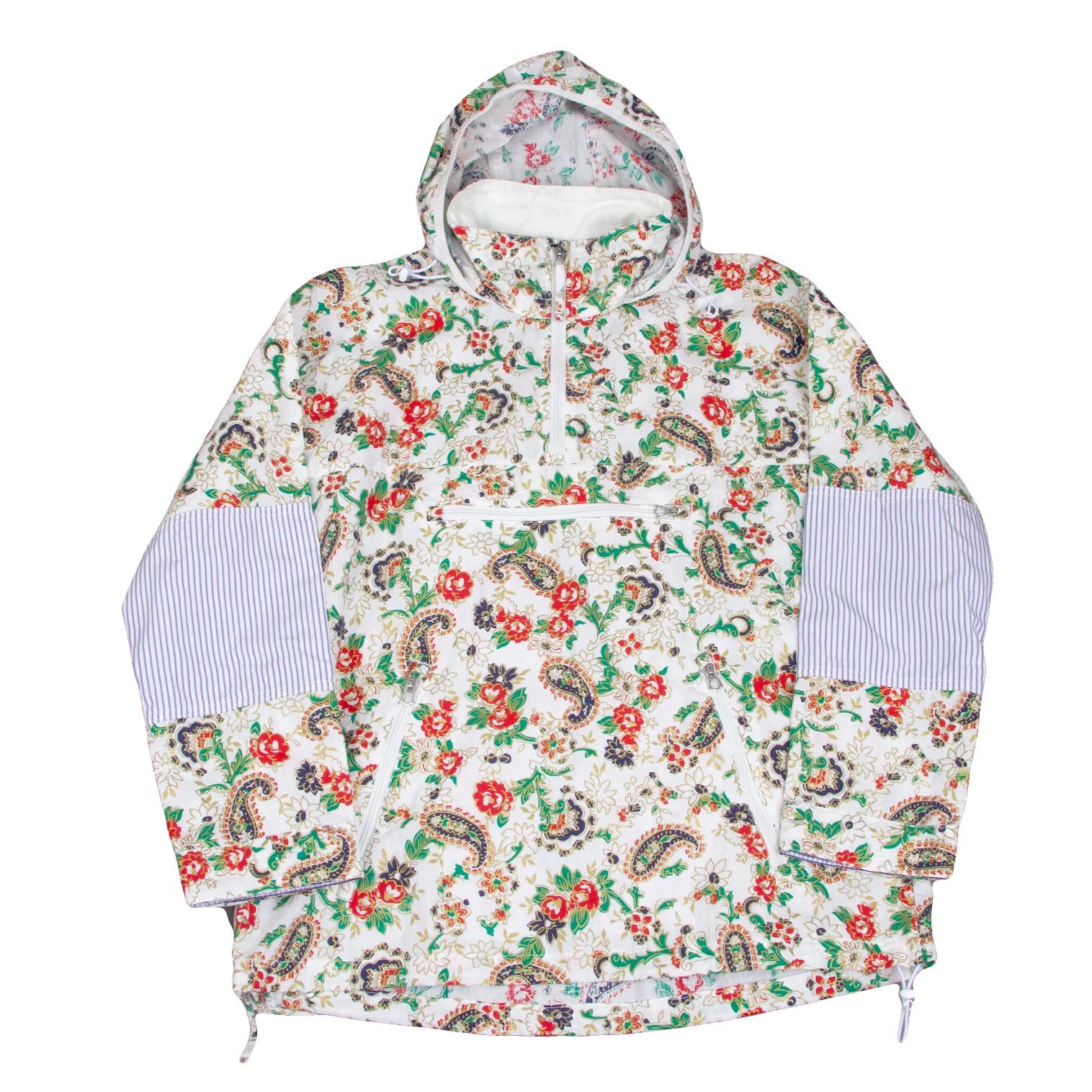 Junya Watanabe Colorful Paisley Print Anorak Jacket in White Green Red Size US S / EU 44-46 / 1 - 1 Thumbnail