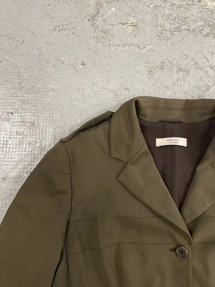 Prada × Vintage 1990s Prada Olive Elegant Military Blazer Jacket Size M / US 6-8 / IT 42-44 - 4 Thumbnail