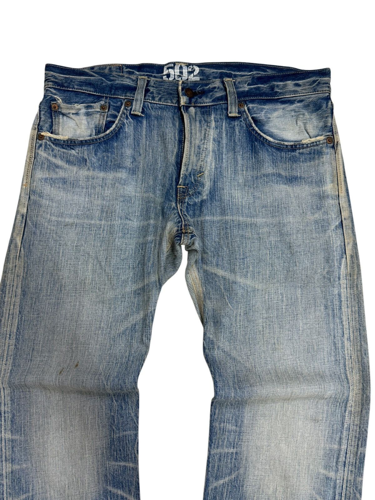 Edwin × Japanese Brand VINTAGE EDWIN 502 SUN FADED CLAWS MARKS DISTRESSED DENIM Size US 34 / EU 50 - 3 Thumbnail