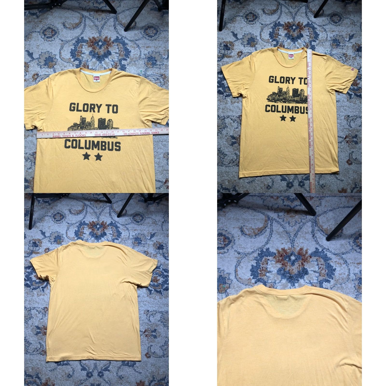 Vintage Homage Shirt Mens Large Yellow Glory to Columbus Skyline Graphic Tee T-Shirt Size US L / EU 52-54 / 3 - 8 Thumbnail