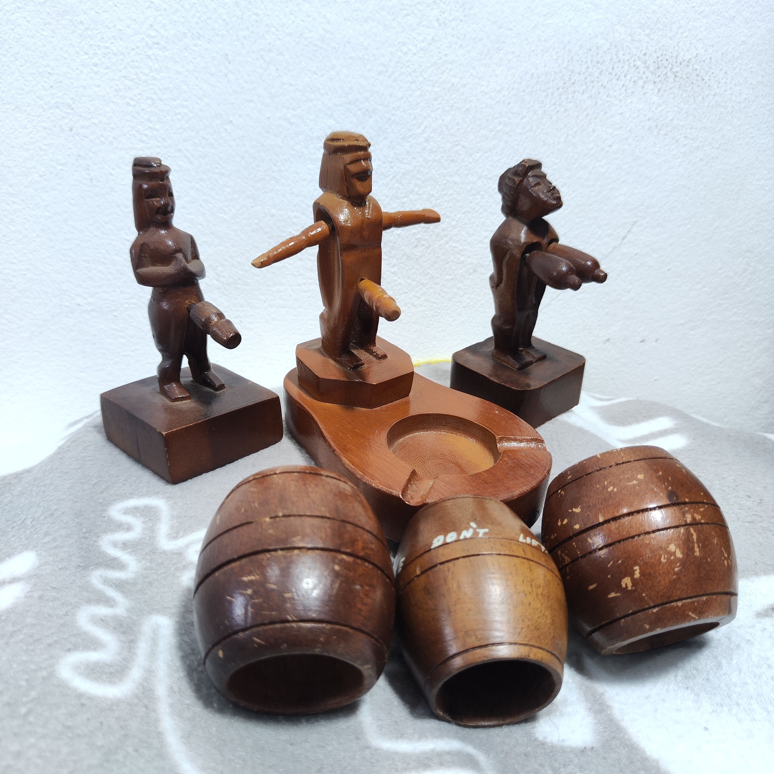 Handmade Vintage Naked Wood Carving Cigarette Ashtray Funny Size ONE SIZE - 1 Thumbnail