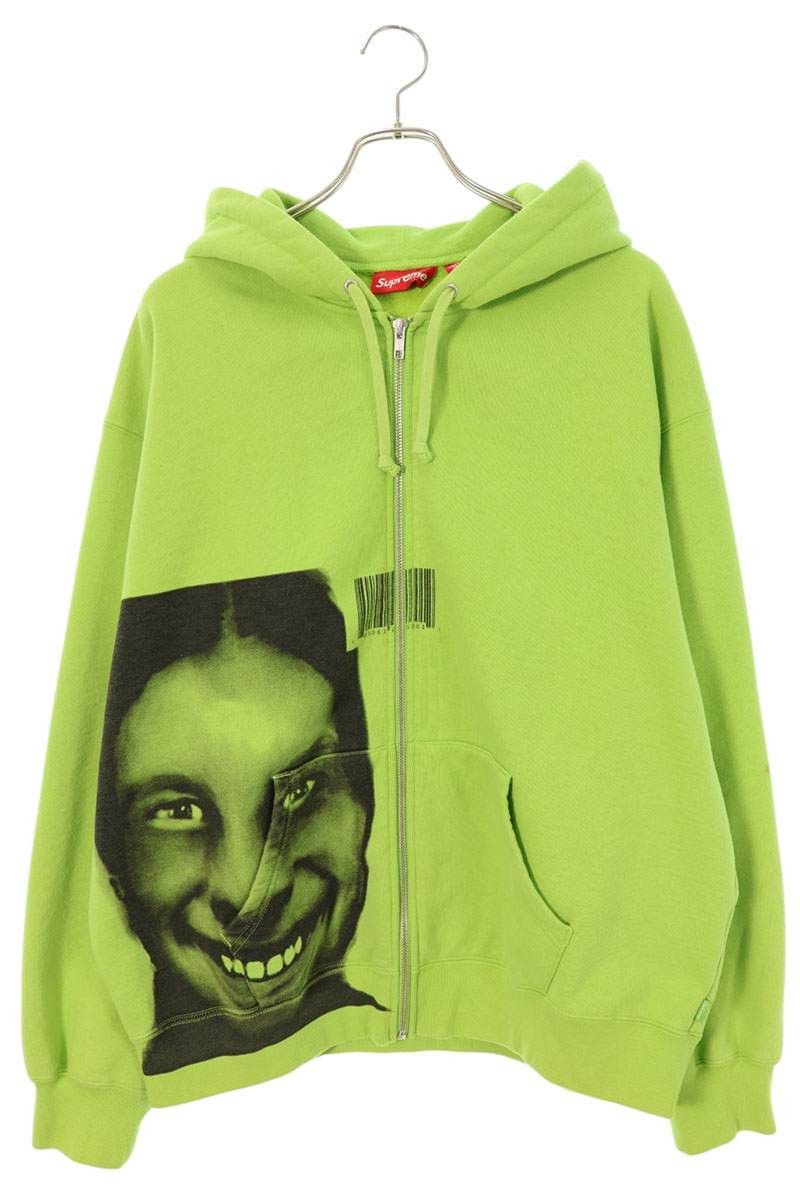 Supreme Supreme/Aphex Twin Medium Lime Zip Up Hooded Sweatshirt