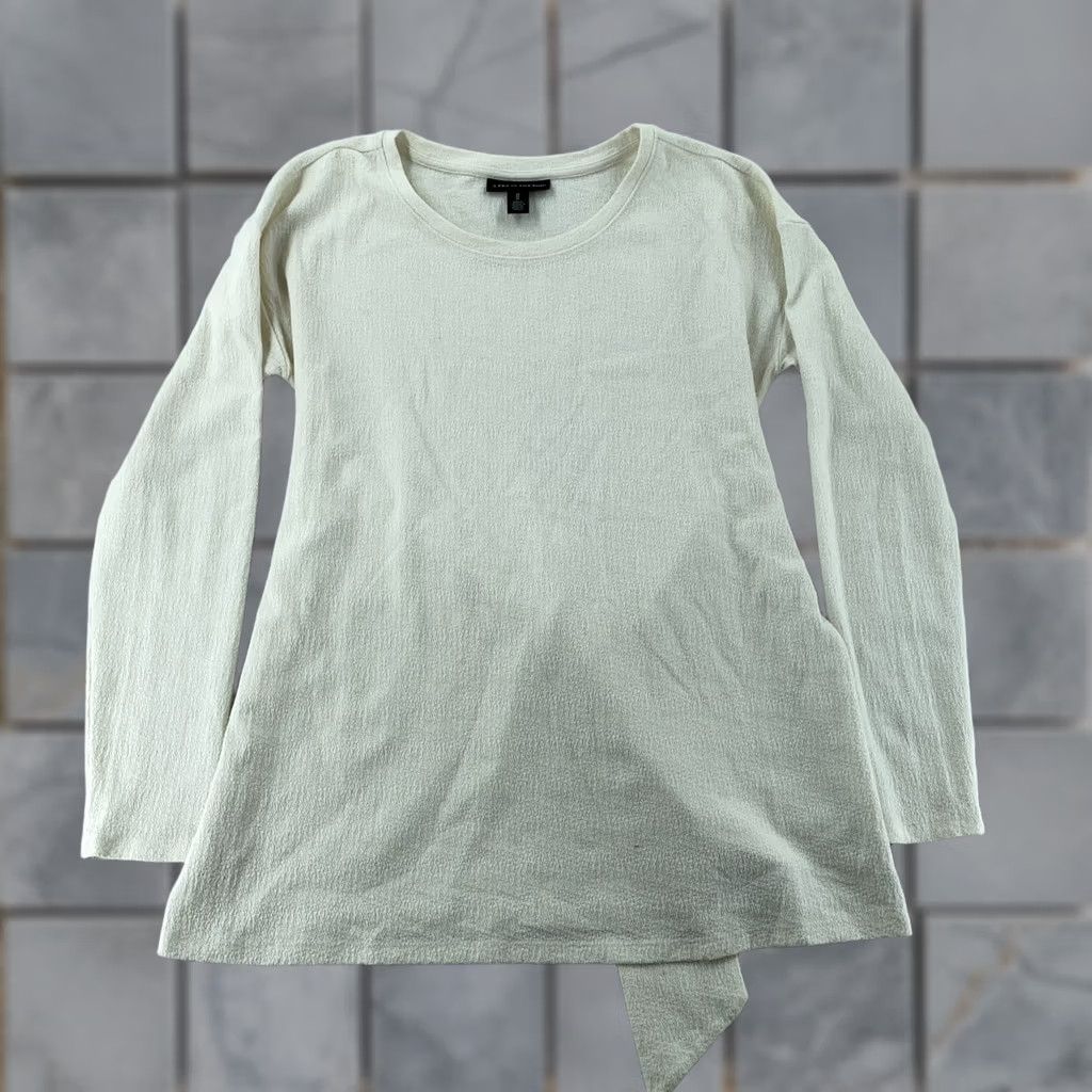 Vintage A Pea In The Pod Maternity Blouse Women Medium Ivory Rayon Stretch Tie Waist Top Size M / US 6-8 / IT 42-44 - 1 Thumbnail