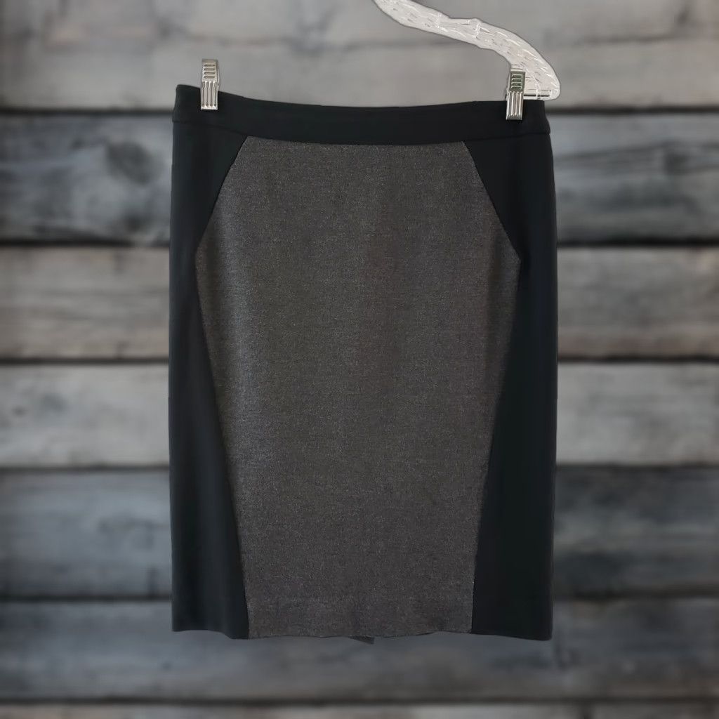 Loft VINTAGE Ann Taylor LOFT Womens Ponte Knit Pencil Skirt Sz 4 Gray Black Zips Size 27" / US 4 / IT 40 - 1 Thumbnail