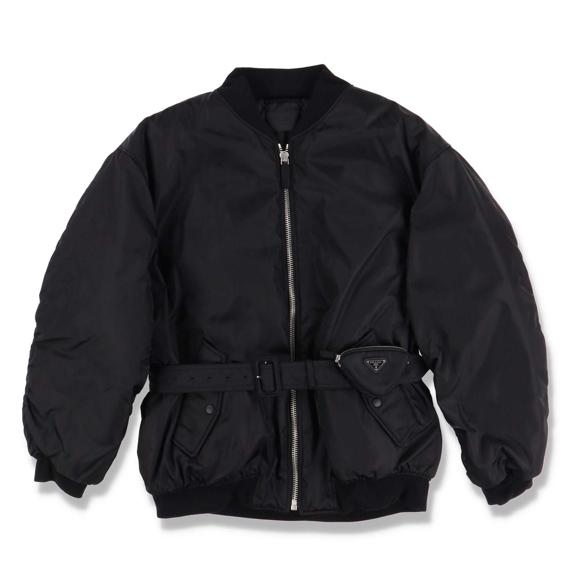 image of Prada Black Oversized Re-Nylon Padded Down Bomber, Men's (Size Small)