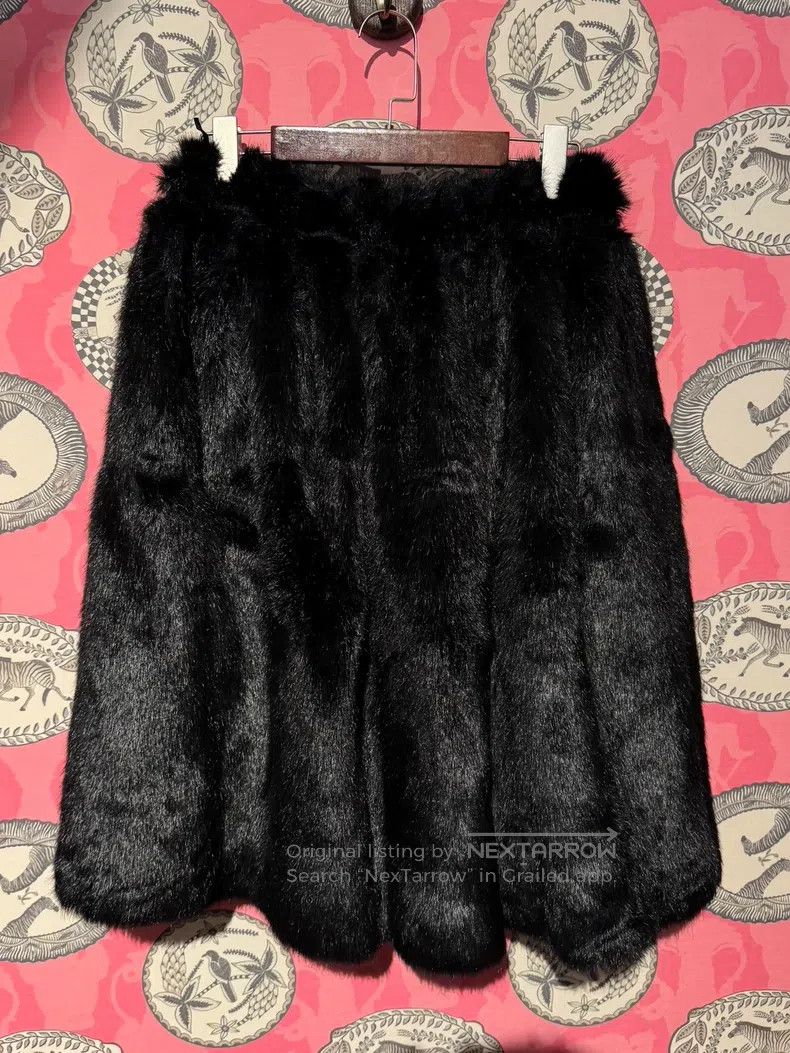 Comme des Garcons Comme Des Garcons size S Black Fur Velvet Skirt Size 22" - 2 Thumbnail