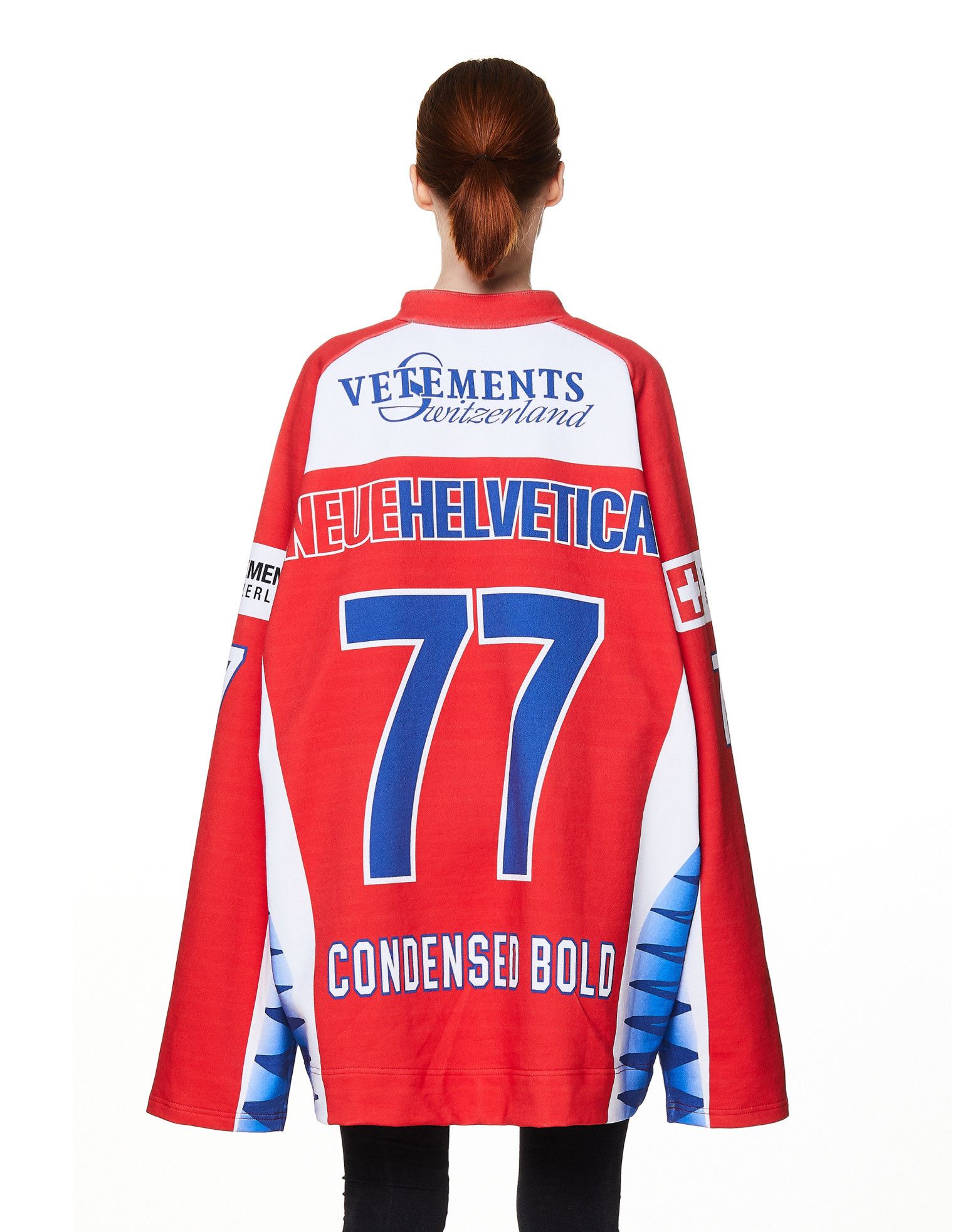 Vetements Red Helvetica Racing Logo Oversized Hockey Jersey Size XS / US 0-2 / IT 36-38 - 4 Thumbnail