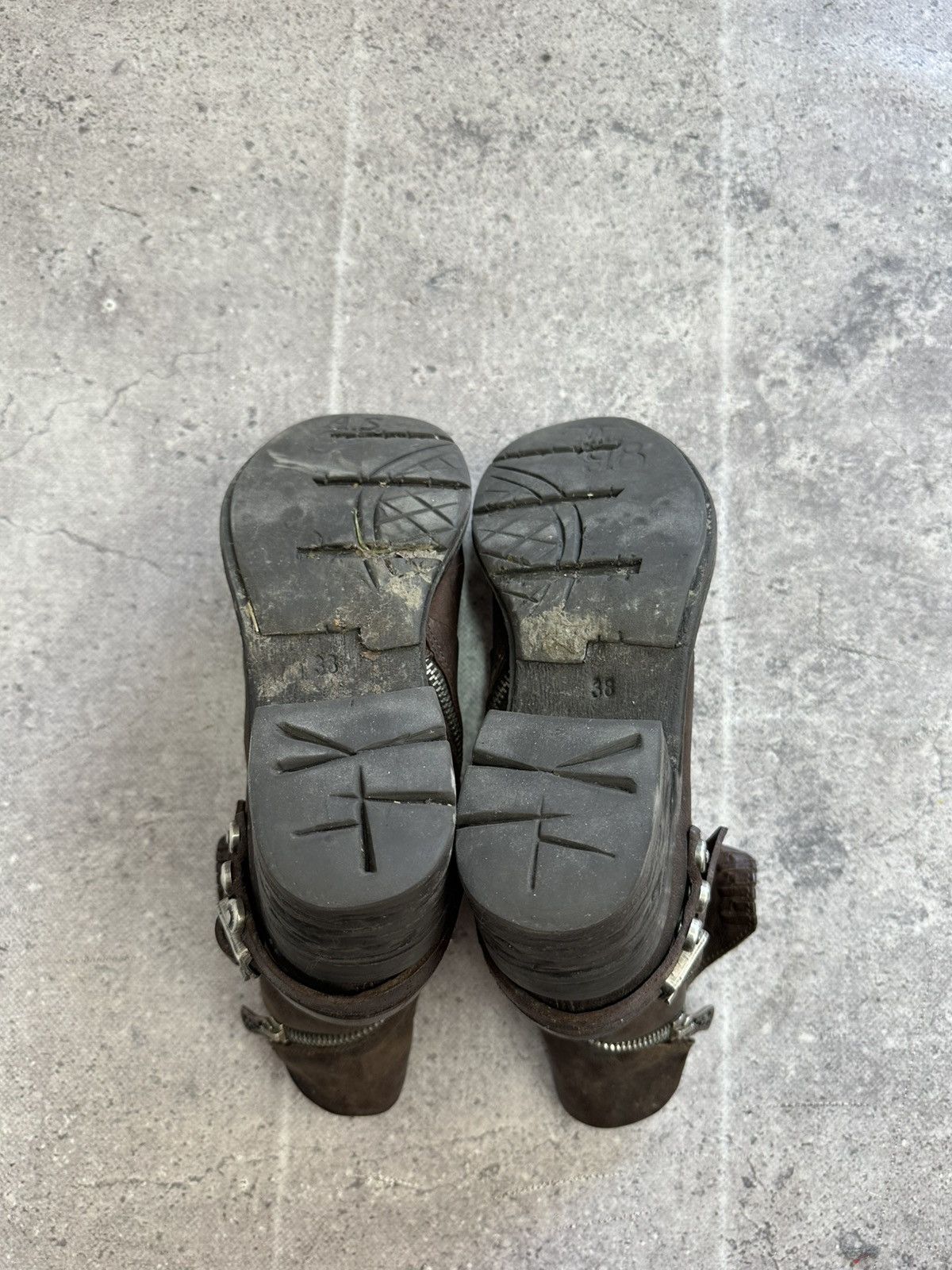 If Six Was Nine × Japanese Brand × Vintage Vintage Italian AS 98 Rick Owens Style Leather Biker Boots Size US 8 / IT 38 - 9 Thumbnail
