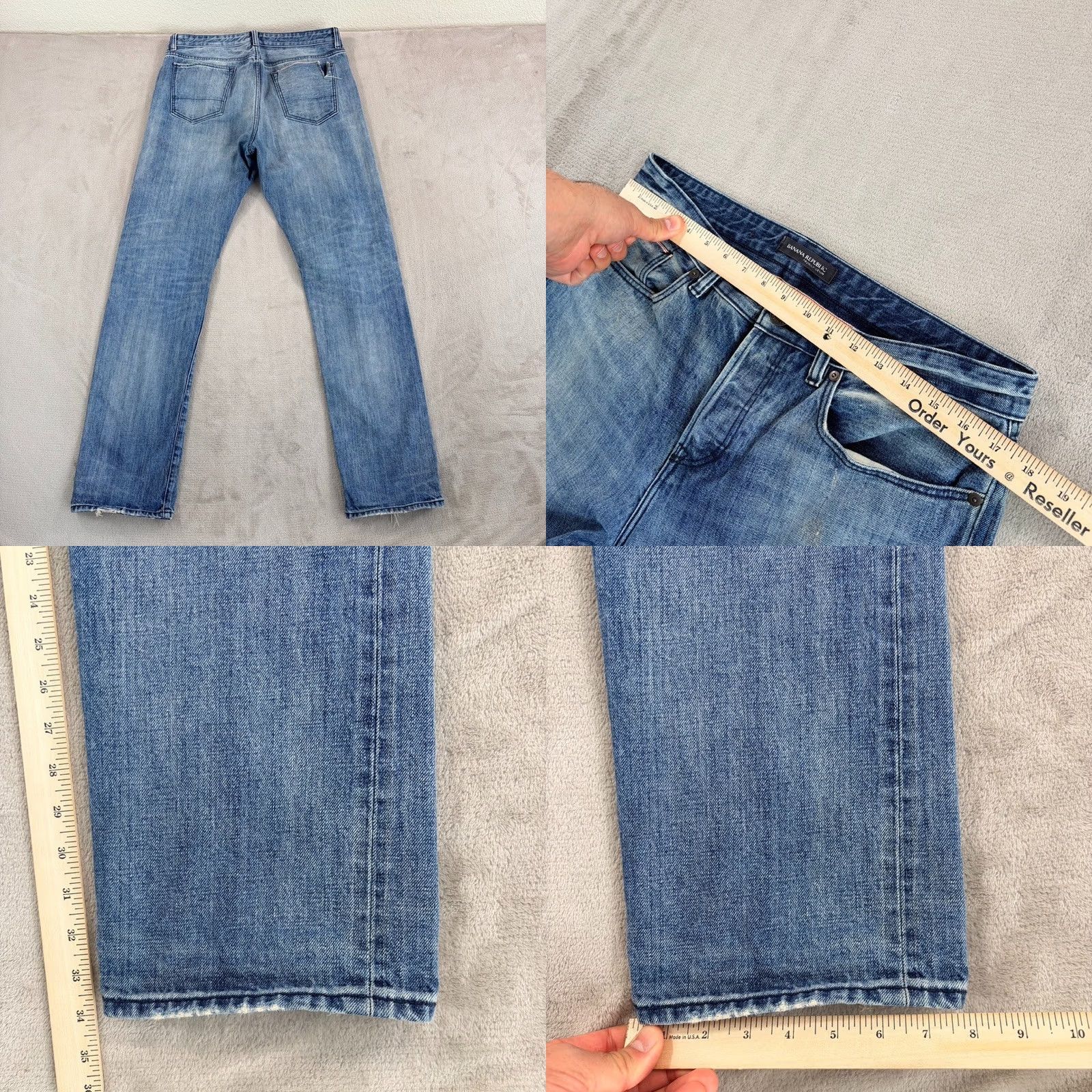 Banana Republic Banana Republic Premium Patchwork Distressed Selvedge Jeans Blue Men 34x34 Slim Mid Rise 5-Pocket Denim Slimming Casual Cowboy Style Shirts? Size US 33 - 8 Thumbnail