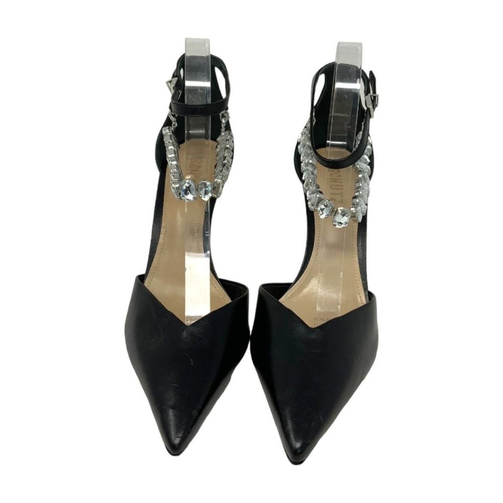 SCHUTZ Schutz Aleah Leather Heel Rhinestone Chain 9.5 NWT $148 Size US 9.5 / IT 39.5 - 3 Thumbnail