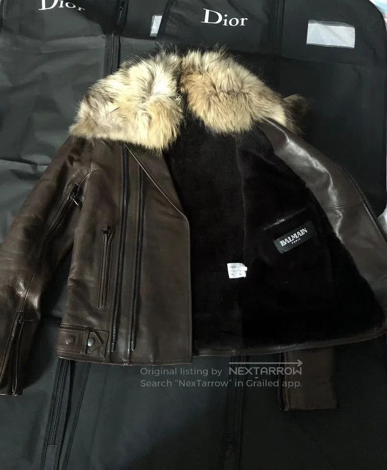 Balmain balmain fur collar leather jacket men. Size US M / EU 48-50 / 2 - 3 Thumbnail