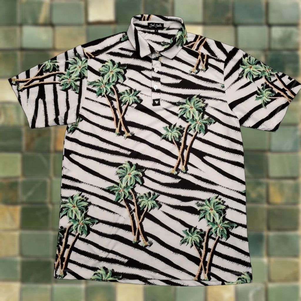 Vintage VINTAGE Bad Birdie Polo Shirt Mens M Zebra Tropical Palm Performance 4 Way Stretch Golf Size US M / EU 48-50 / 2 - 1 Thumbnail