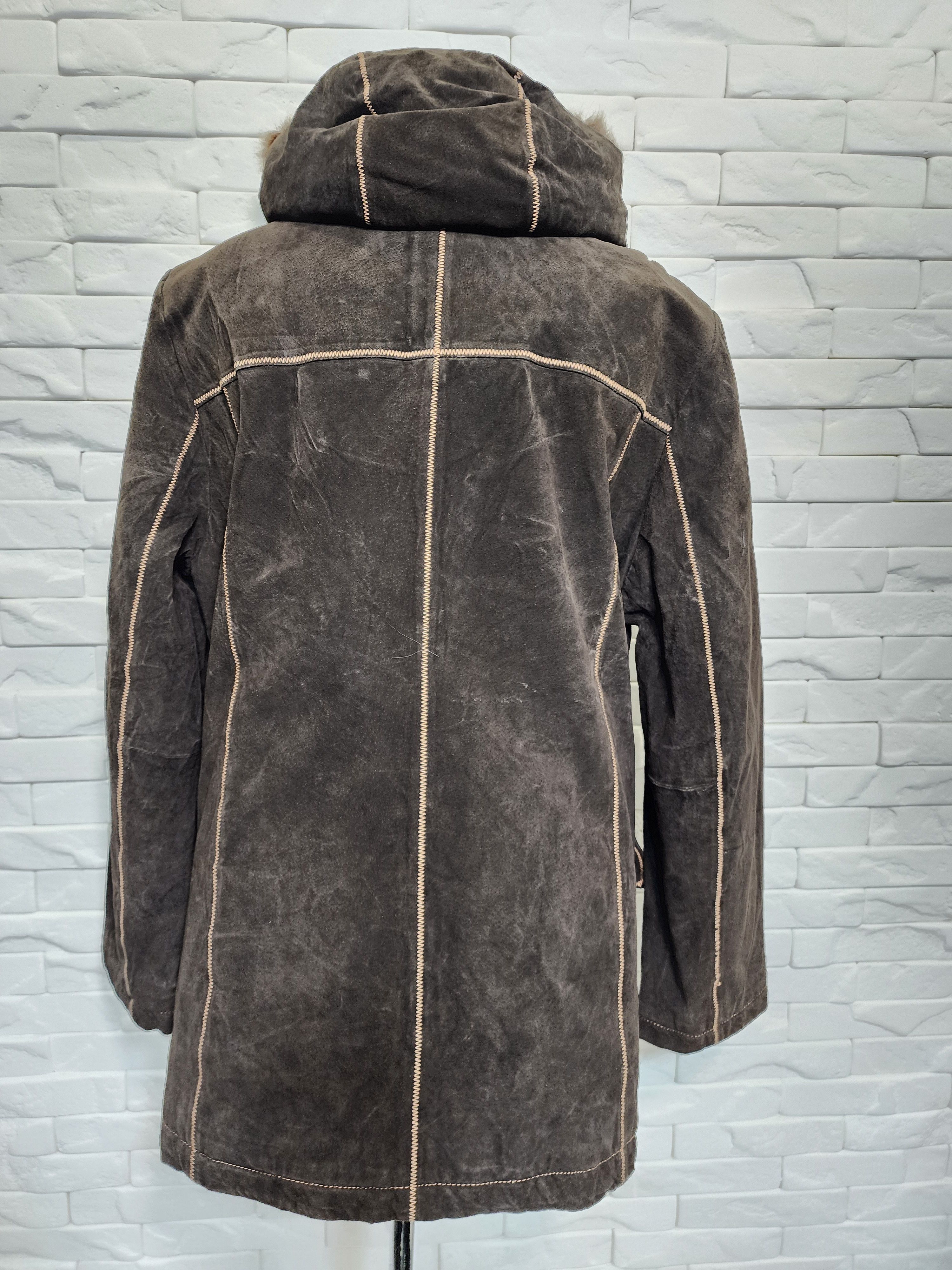 Genuine Leather Brown Suede Leather Jacket: Classic Hooded Design Size XL / US 12-14 / IT 48-50 - 5 Thumbnail