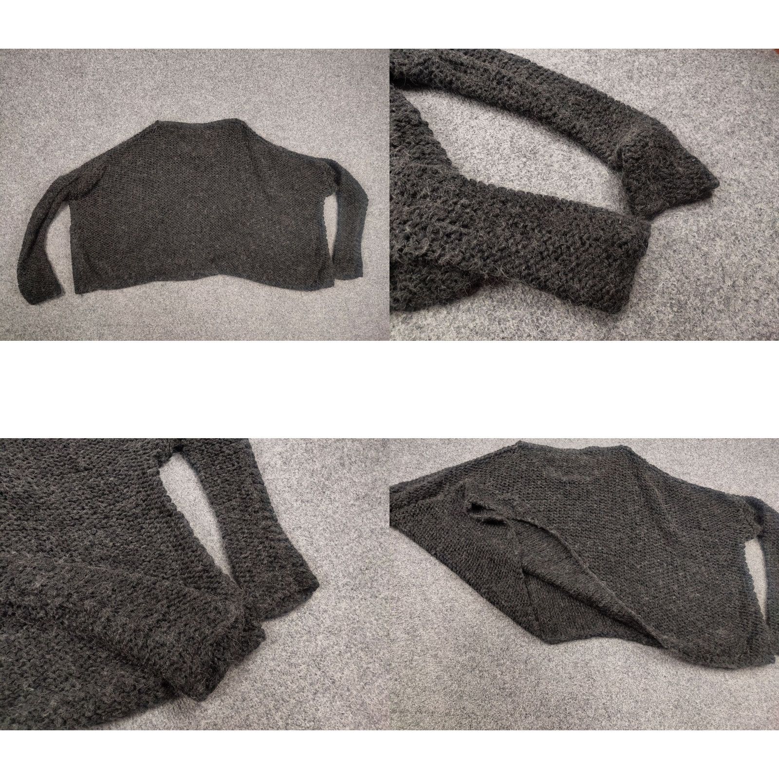 Vintage Umit unal Design oversized knit Dark Gray Wool blend cropped Sweater Size L / US 10 / IT 46 - 9 Thumbnail