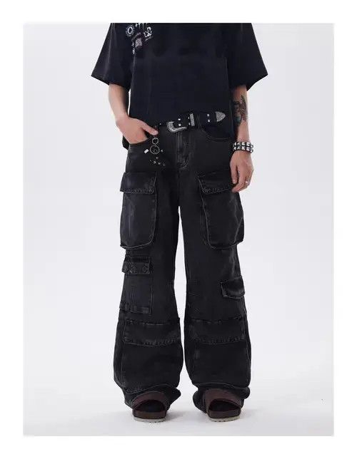Jean Baggy Cargo Black Denim Jeans Size US 30 / EU 46 - 1 Thumbnail