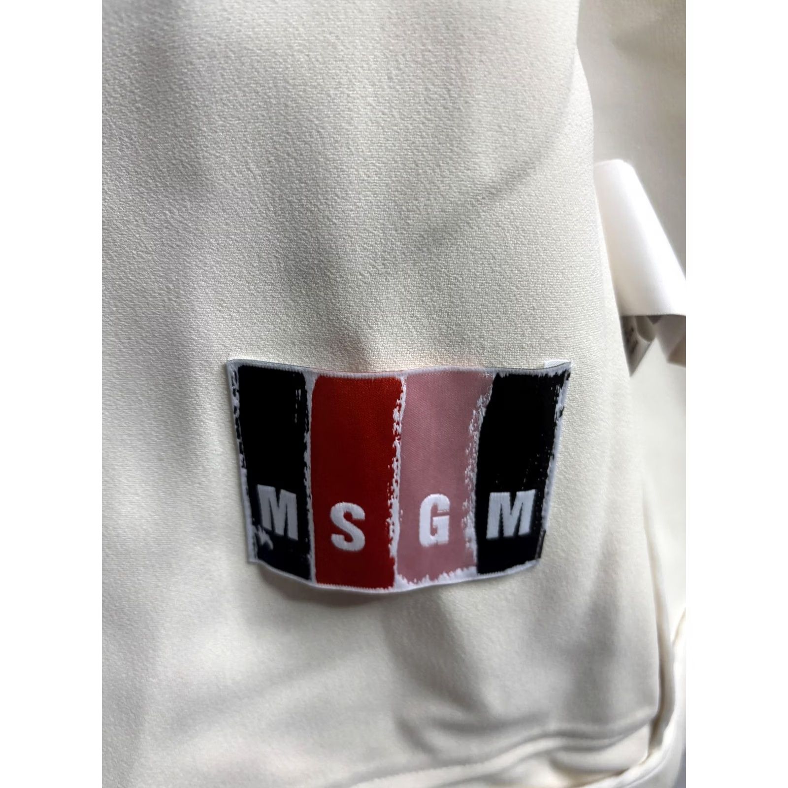 MSGM MSGM Coatigan Jacket Womens 44 White Crepe Open Front Logo Pockets Collarless Size M / US 6-8 / IT 42-44 - 4 Thumbnail