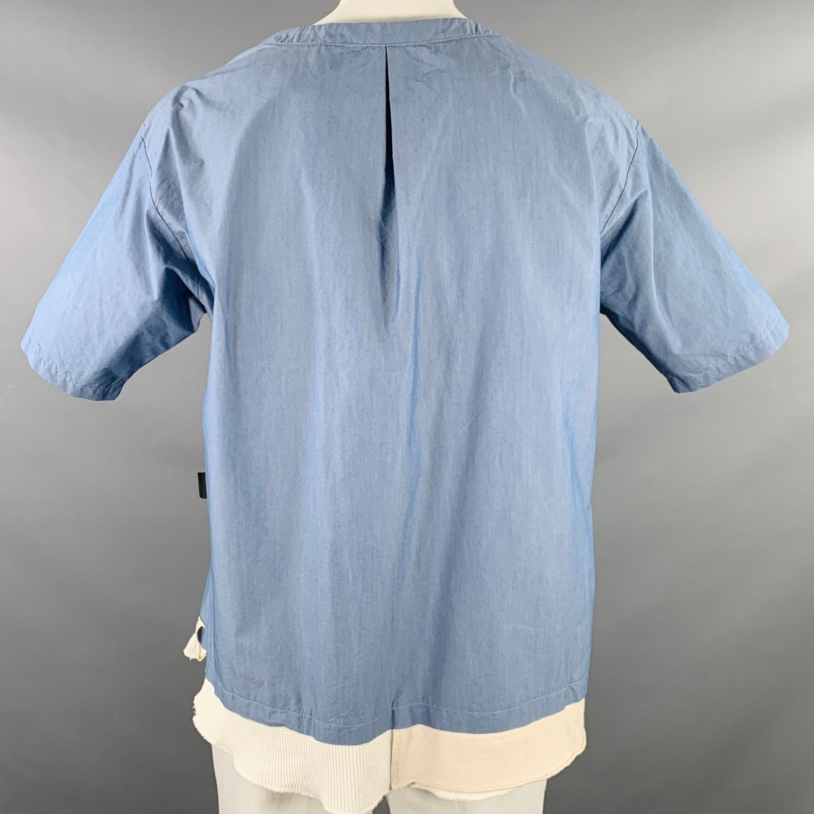 Alexander Lee Chang ALEXANDER LEE CHANG Blue Cream Layered Cotton T-shirt Size US L / EU 52-54 / 3 - 4 Thumbnail