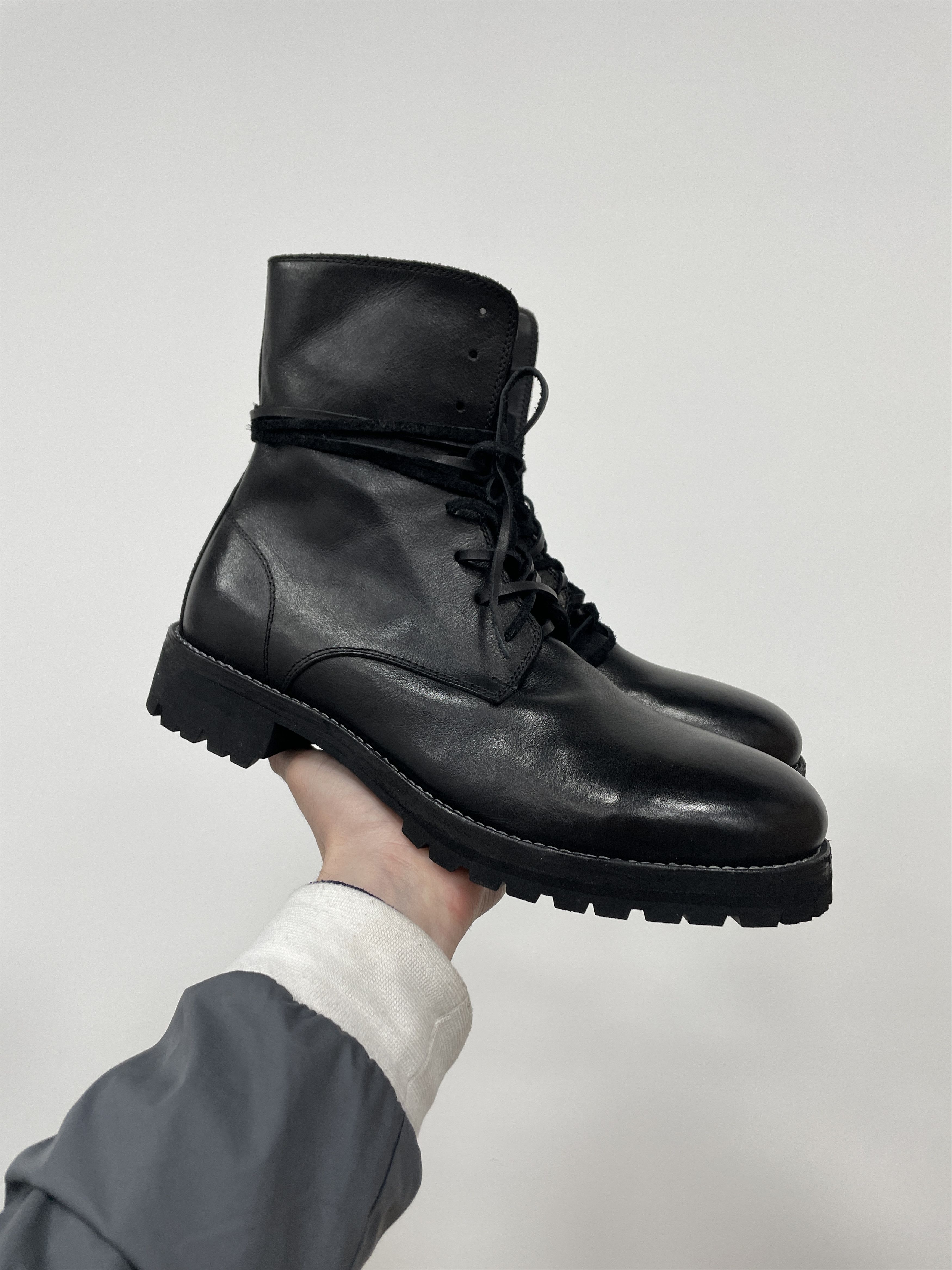Italian Y2K Guidi 795V Heel Shoes Leather Biker Boots in Black, Men's (Size 9.5)