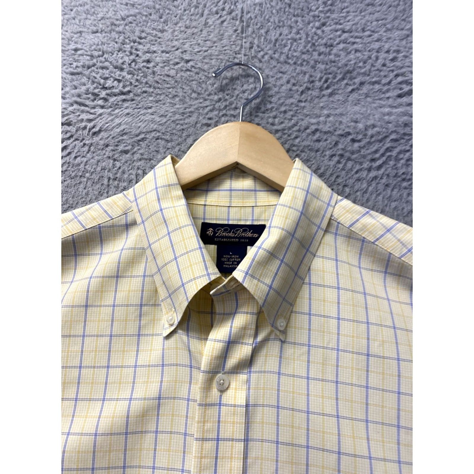 Brooks Brothers Brooks Brothers Shirt Mens L 100% Cotton Yellow Check Button-Down Long Sleeve Regular Pockets USA/0824 Size US L / EU 52-54 / 3 - 7 Thumbnail