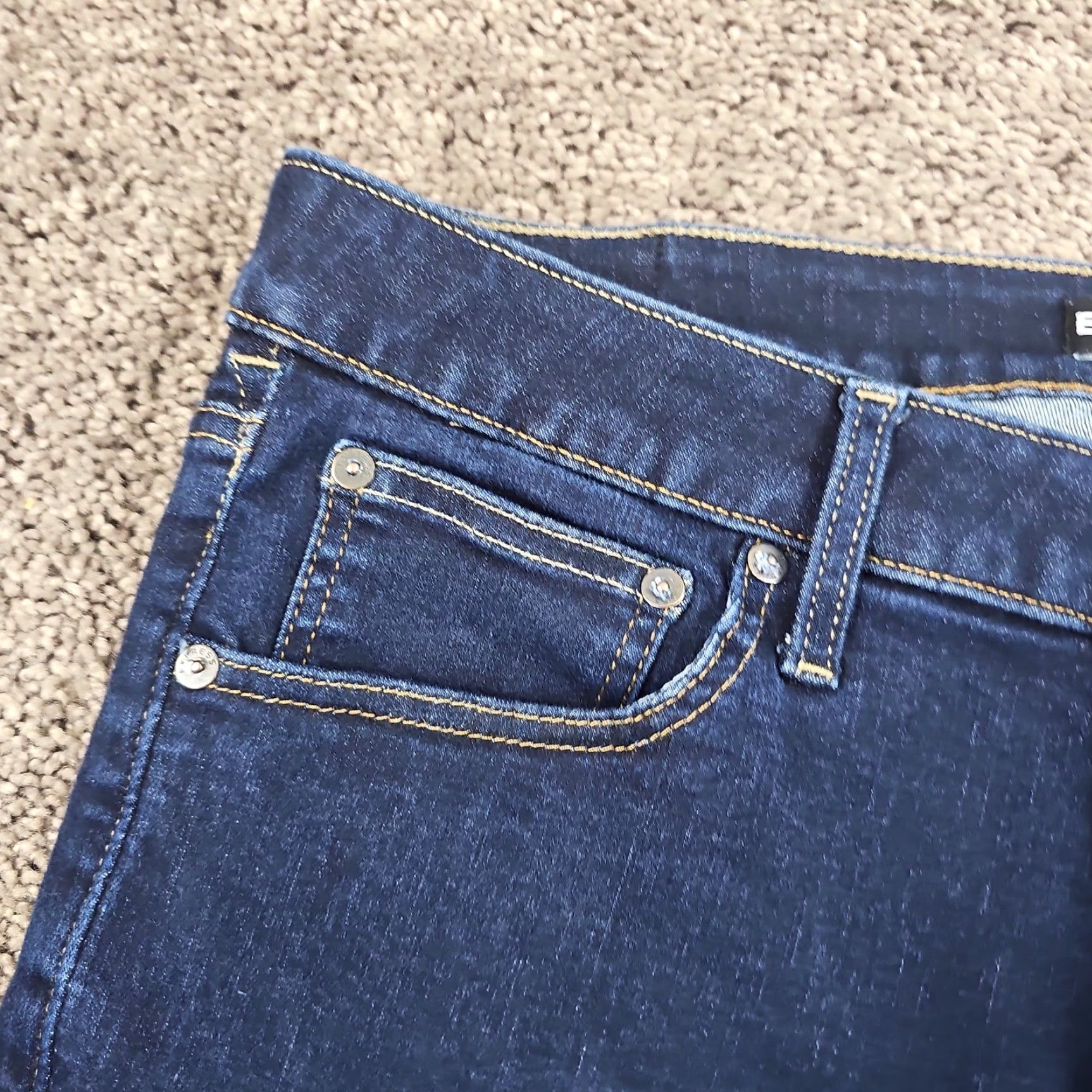 Express Express Jeans Slim Fit Denim Jeans - 32x29 - Dark Wash - Blue - Mens - Regular - Stretch - Cotton Polyester Spandex - 31x29 Tag Size 32x32 Size US 31 - 3 Thumbnail