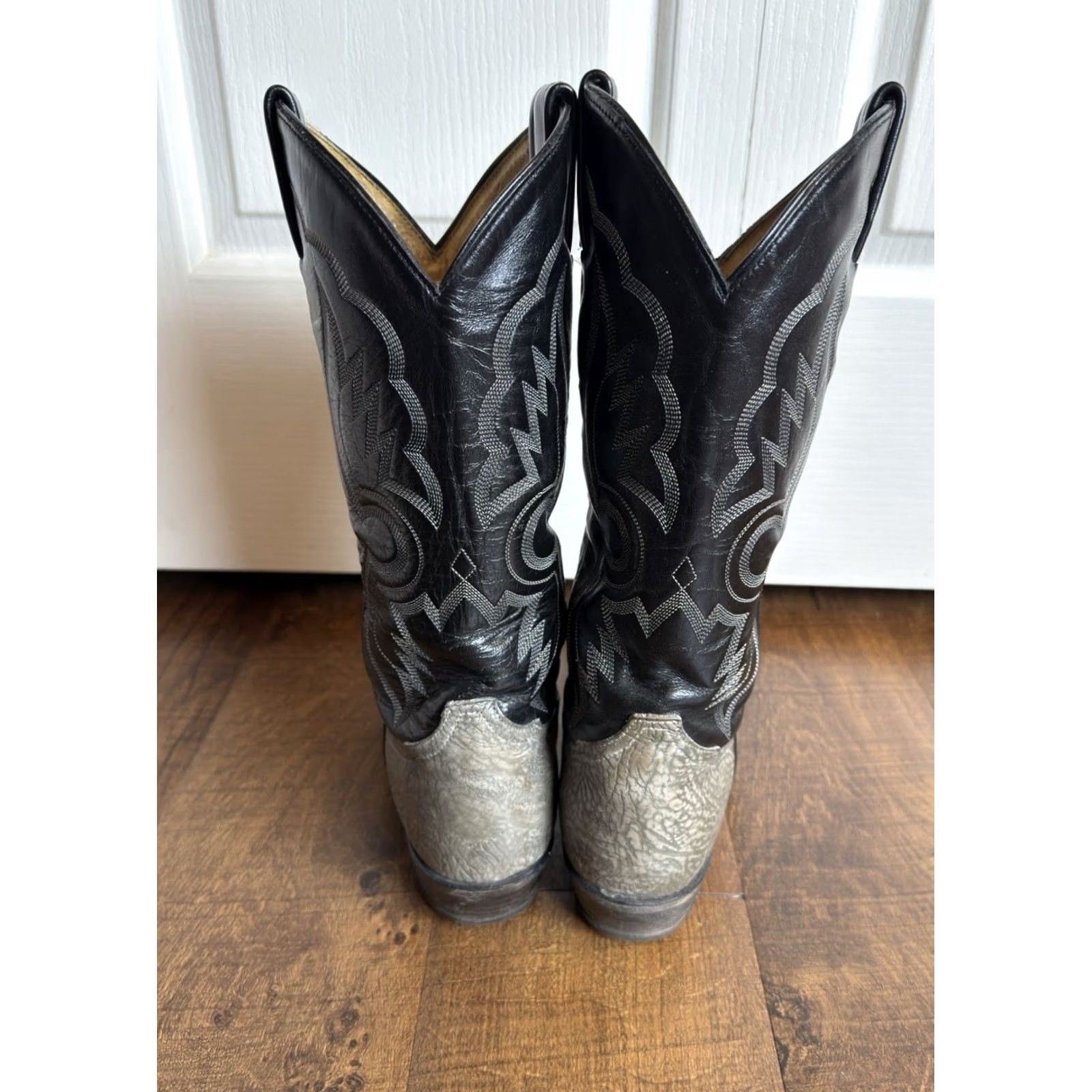 Tony Lama Tony Lama Mens 8.5D shrunken bull shoulder Boots Gray Leather Western Style 6253 Size US 9 / EU 42 - 5 Thumbnail