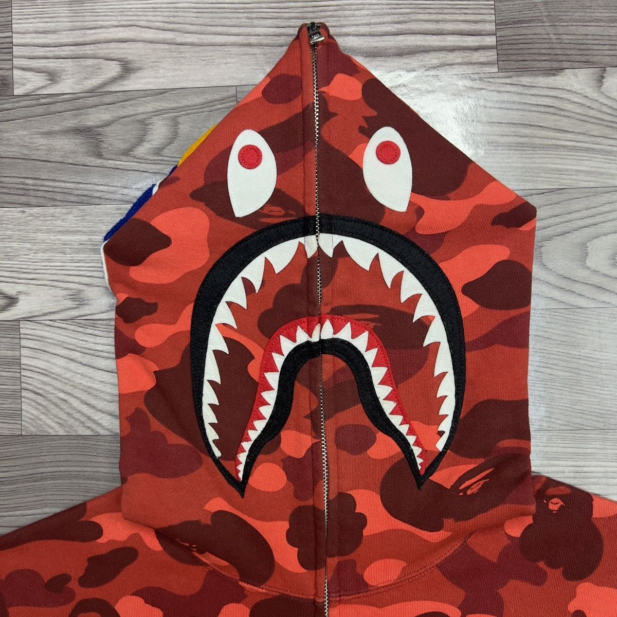 Bape Bape Red Camo Shark Full Zip Hoodie Size US XL / EU 56 / 4 - 14 Thumbnail