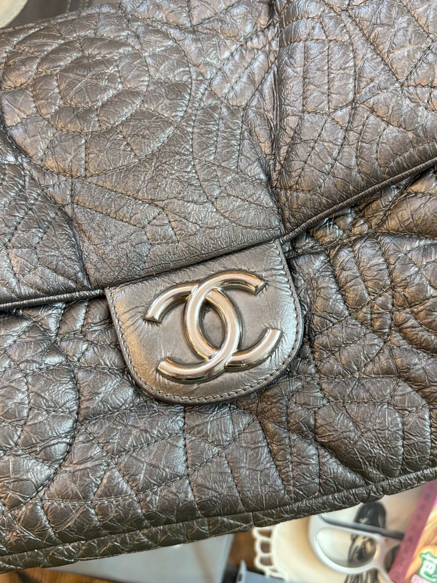 Chanel Chanel Vintage CF Silver Embossed Leather Chain Strap Bag Size ONE SIZE - 2 Thumbnail