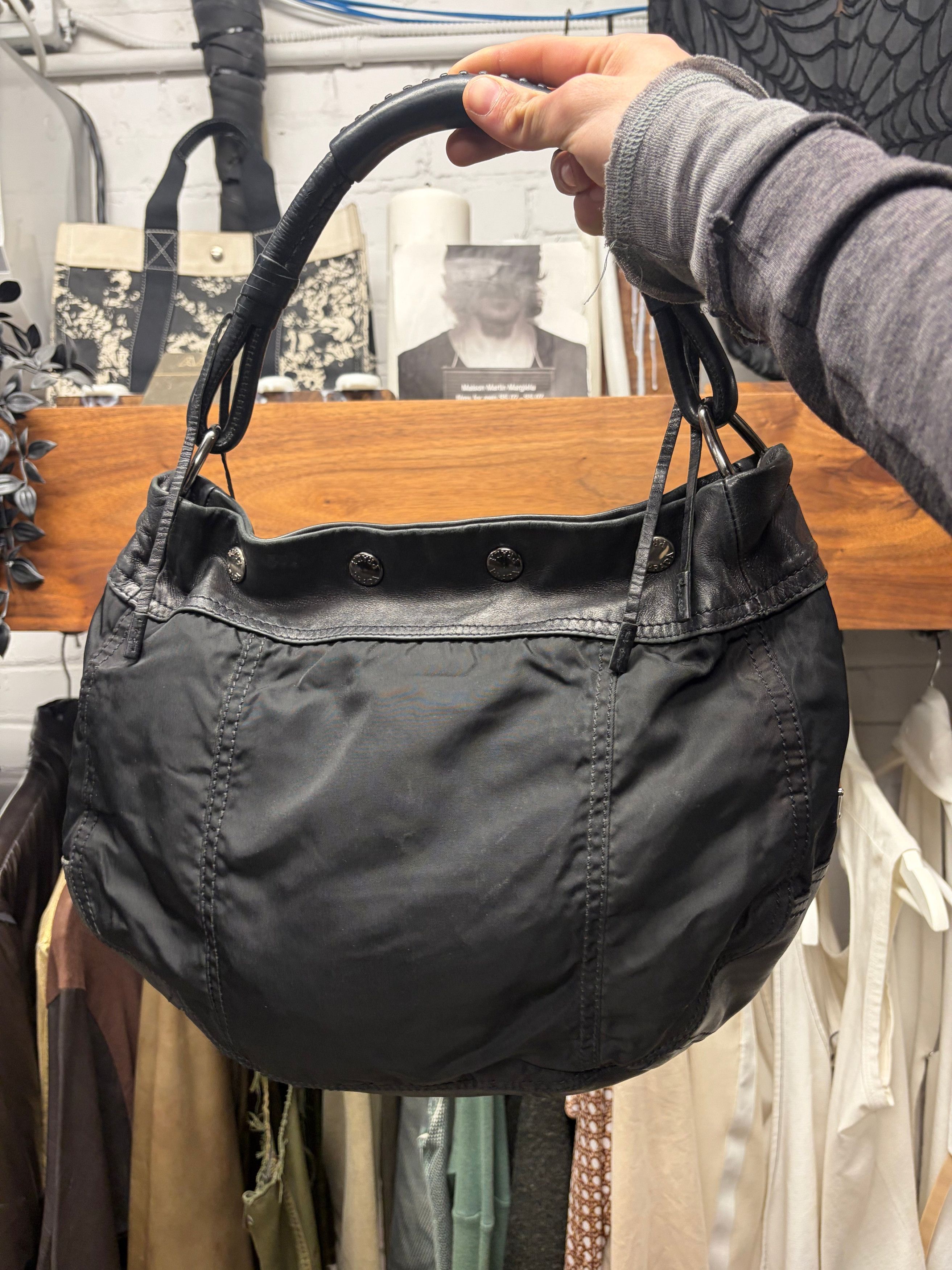 Prada Prada ‘Tessuto’ Black Nylon/Leather ‘Half-Moon’ Hobo Bag Size ONE SIZE - 1 Thumbnail