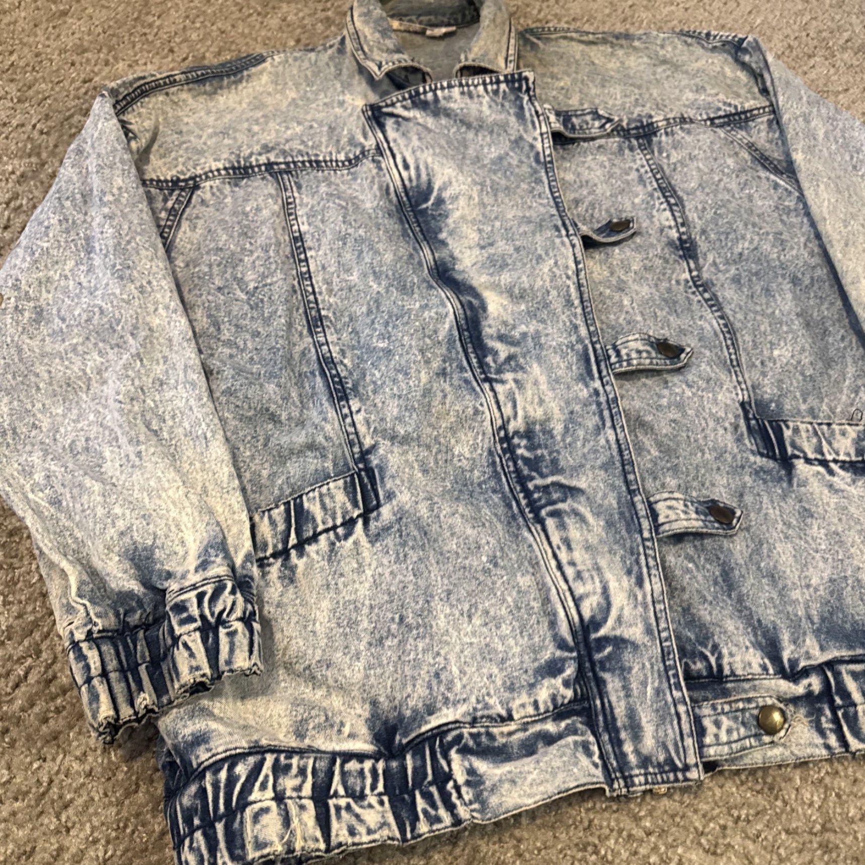 J Brand VINTAGE 80s Acid Wash Full Zip Cross Latch Button Upper Class Petites Brand S Jacket Blue Women's Biker 80s Theme, Cotton, Petite S, Women Size S / US 4 / IT 40 - 7 Thumbnail