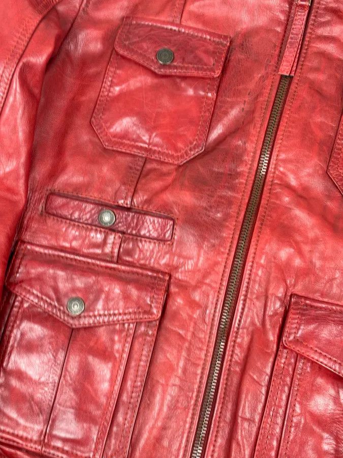Dsquared2 AW2009 Dsquared2 Red Leather Fur Collar Jacket Size US M / EU 48-50 / 2 - 8 Thumbnail