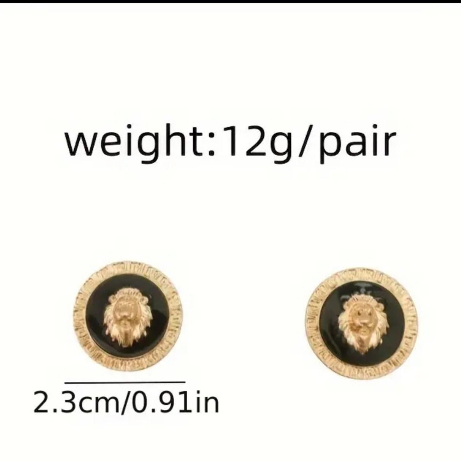 Designer Black Inlay Lion Head Stud Earrings NWT Size ONE SIZE - 2 Thumbnail