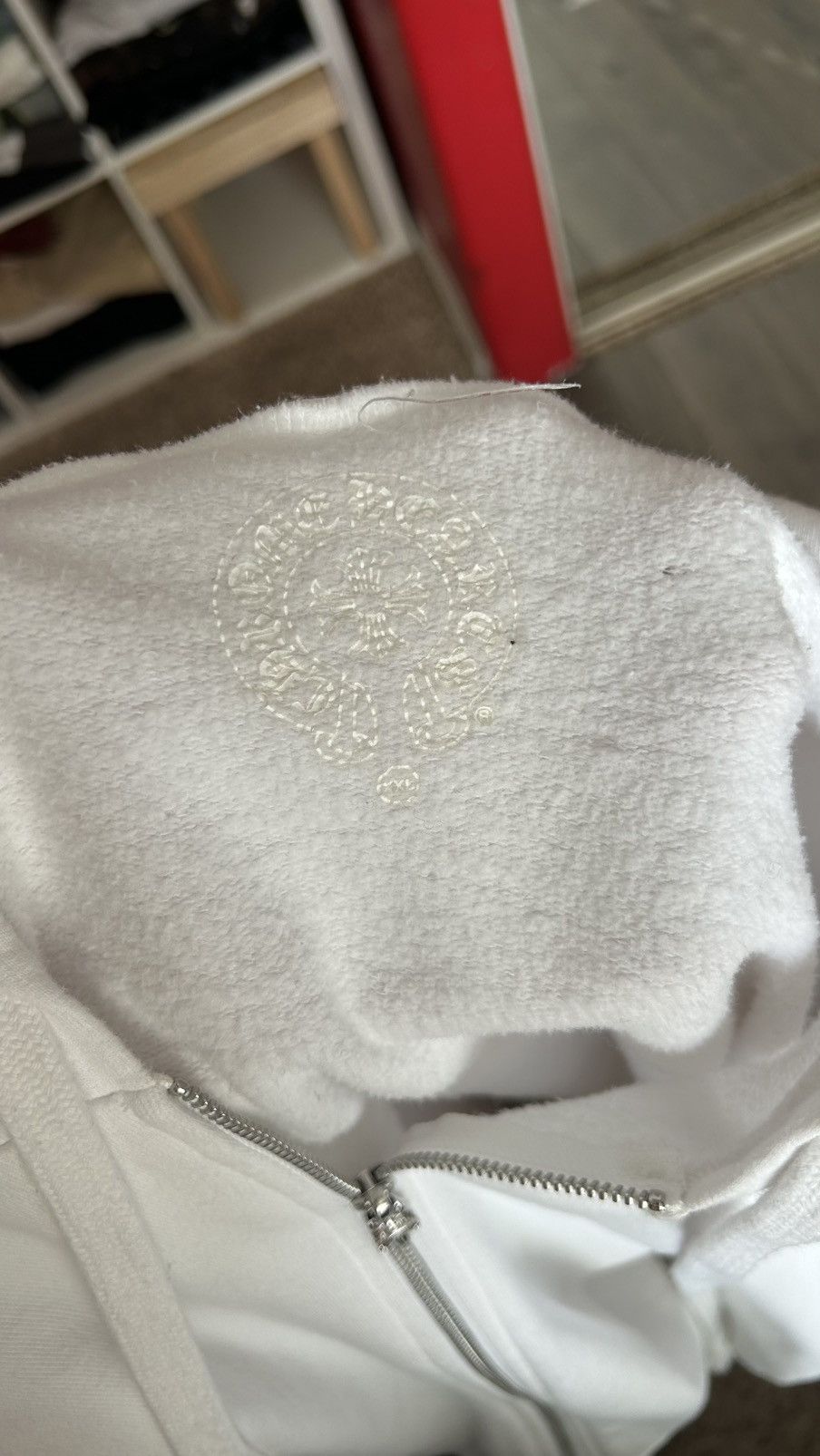 Chrome Hearts Chrome Hearts White Vertical Logo Zip Up Hoodie Size US XXL / EU 58 / 5 - 10 Thumbnail