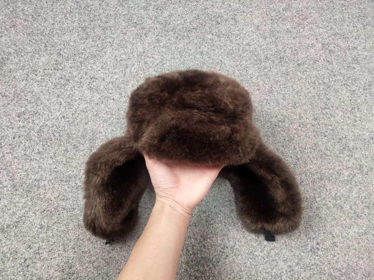 Japanese Brand Vintage Y2K Fuzzy Fur Ushanka Hat Brown faded l.g.b. Style Size ONE SIZE - 7 Thumbnail