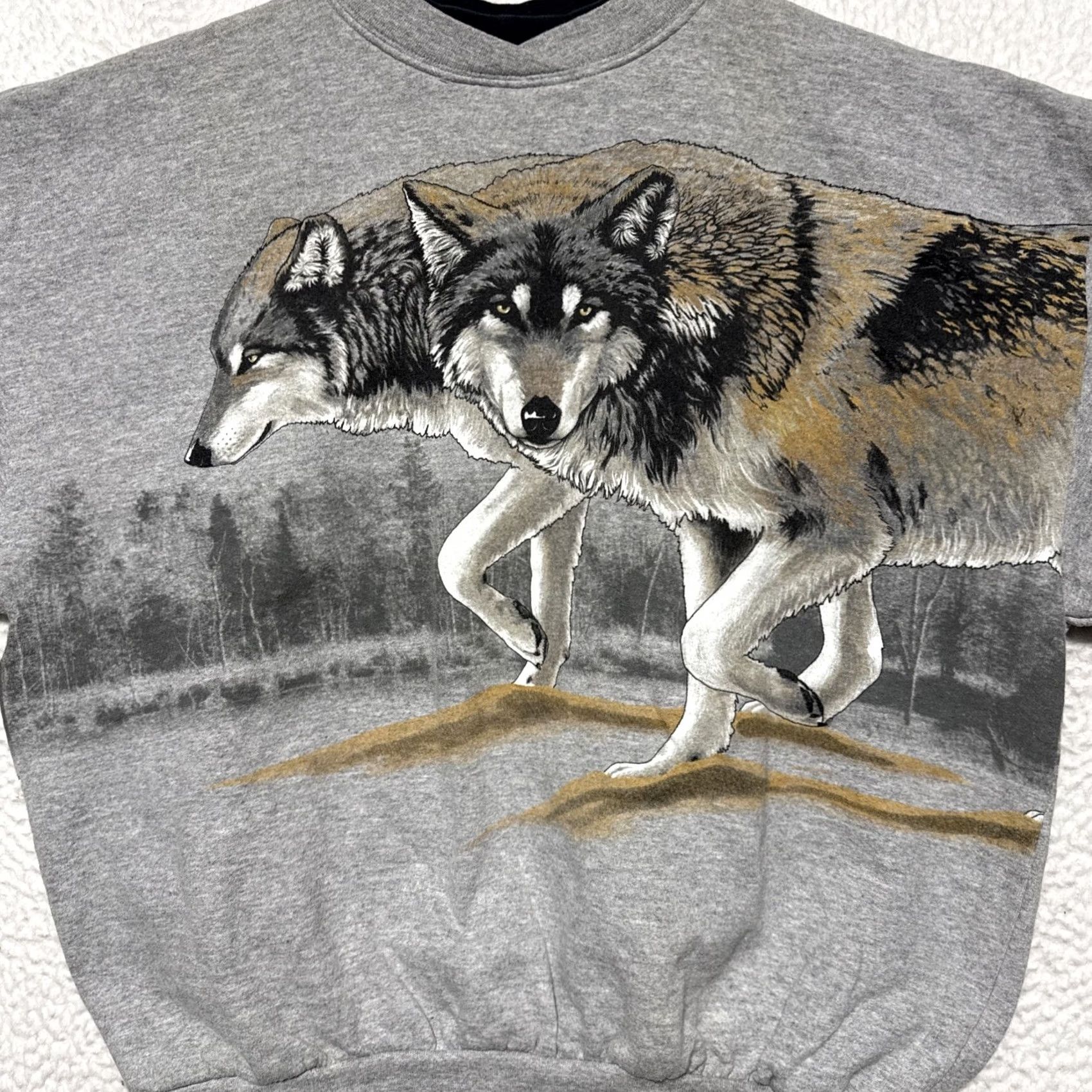 Vintage VINTAGE Art Unlimited Wolf Forest Wolves Crewneck Sweatshirt L Gray 90s 80s Mens Size US L / EU 52-54 / 3 - 2 Thumbnail