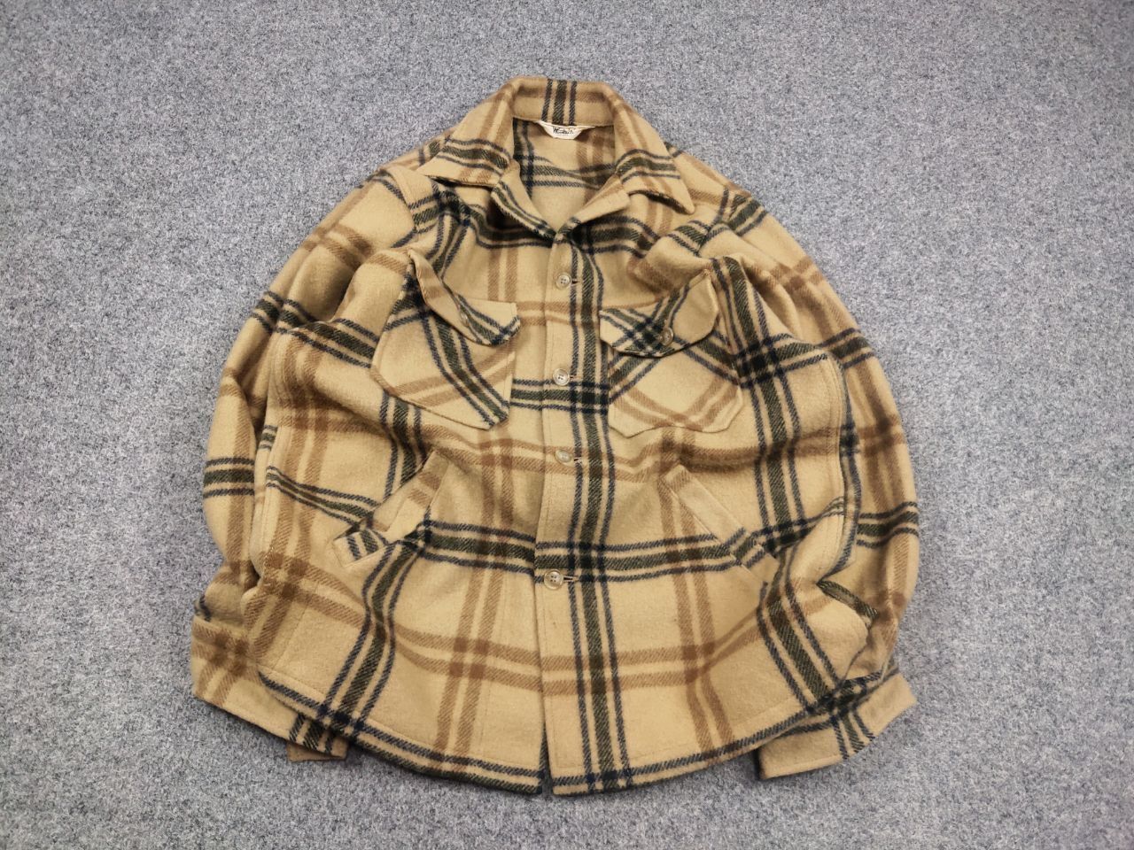 Vintage 60's Woolrich USA Plaid Wool Coat Pocket Jacket