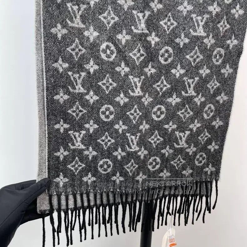 Louis Vuitton Louis Vuitton Black and grey gradient full-print cashmere Size ONE SIZE - 6 Thumbnail