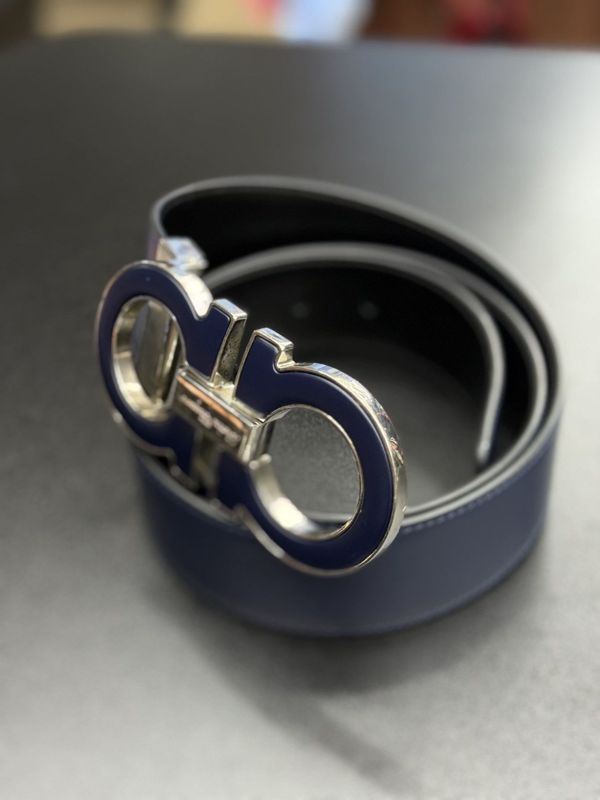 Salvatore Ferragamo Salvador Ferragamo Blue Black Reversible Belt Big Buckle Size ONE SIZE - 4 Thumbnail