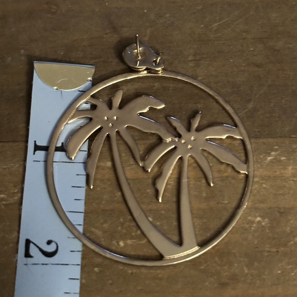 Other Gold tone palm tree hoop earrings Size ONE SIZE - 2 Thumbnail