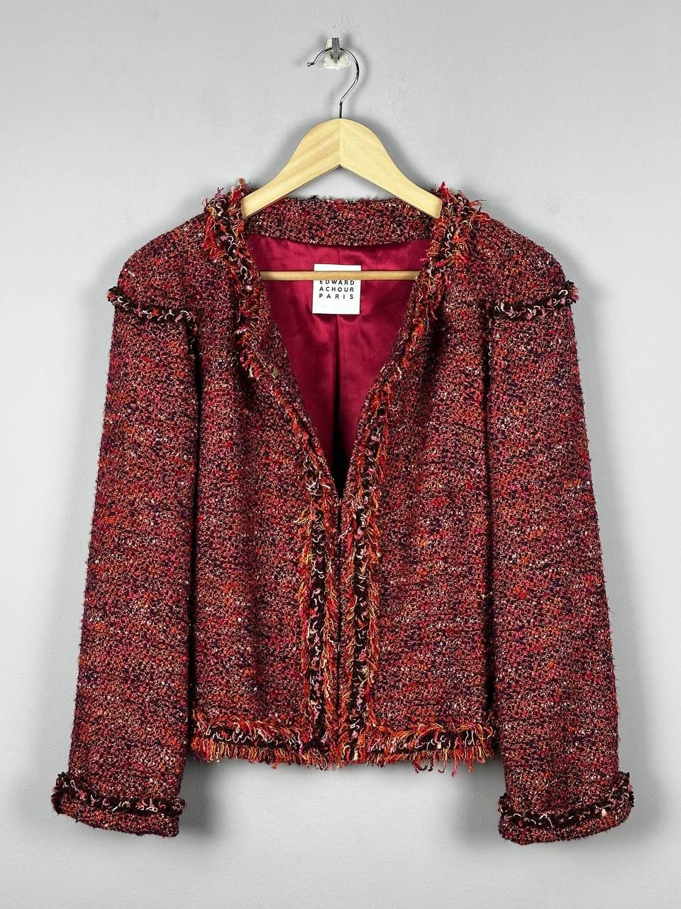 Vintage Edward Achour Paris Womens Boucle Tweed Open Front Blazer Size M / US 6-8 / IT 42-44 - 1 Thumbnail