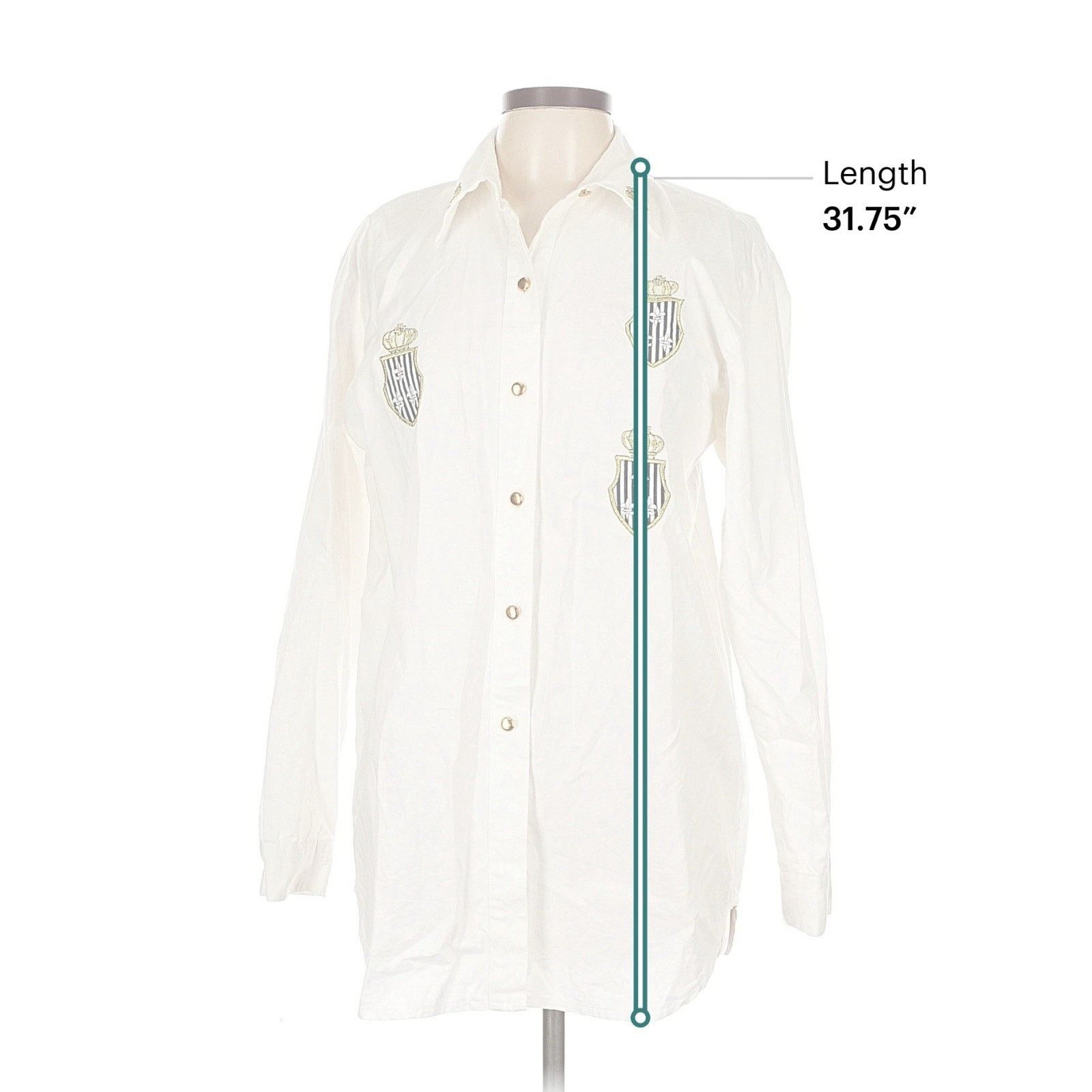 Vintage VTG De Label France Cotton White Button down Crest Patch L Size L / US 10 / IT 46 - 3 Thumbnail