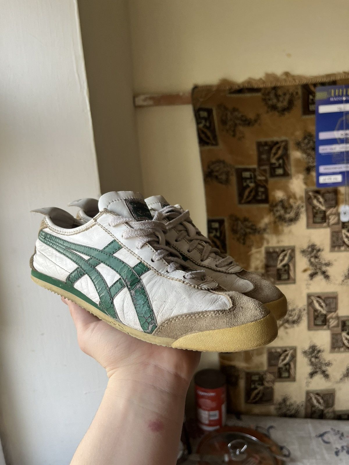 Asics Onitsuka Tiger Vintage Leather Sneakers — Green/White Size US 7 / EU 40 - 1 Thumbnail