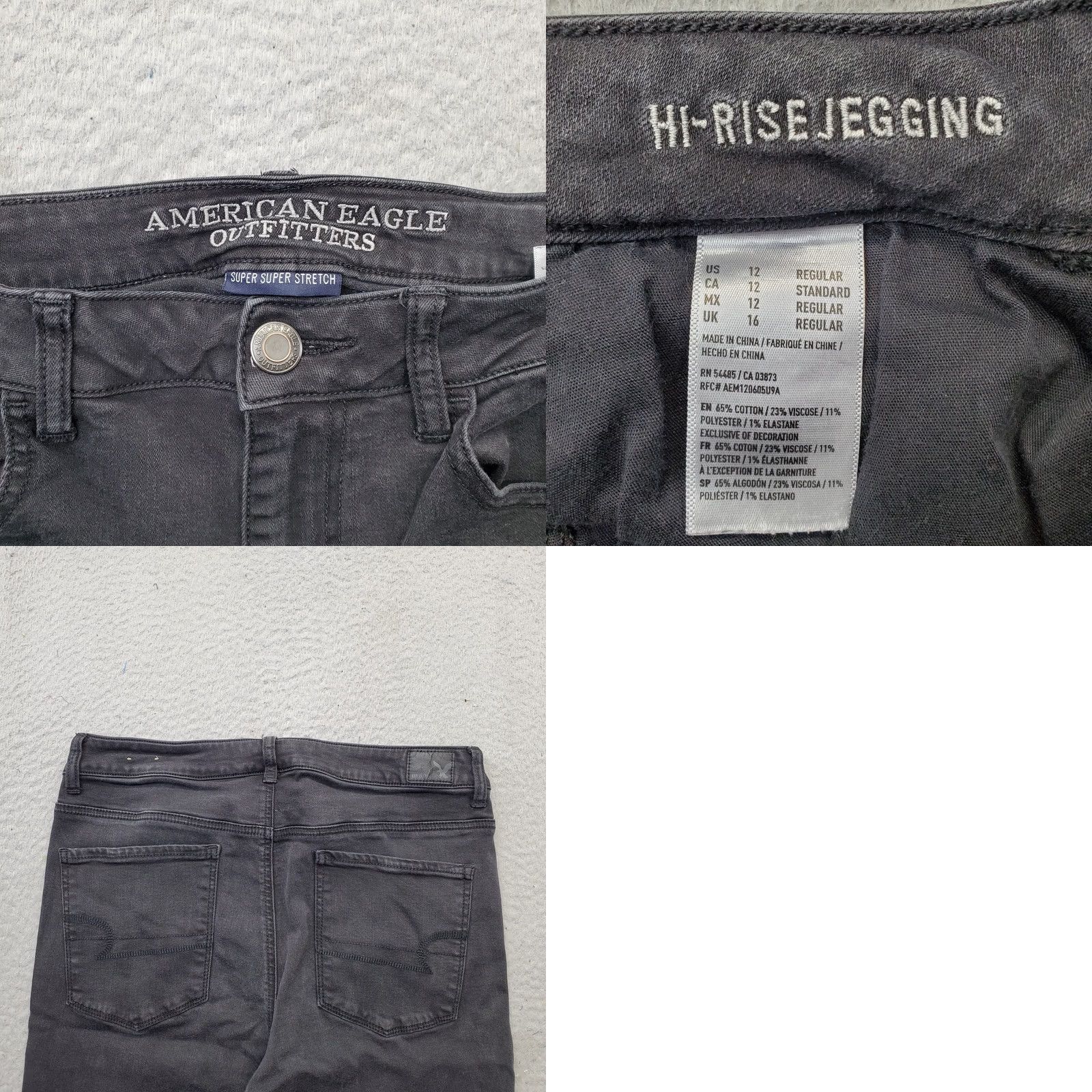 American Eagle Outfitters American Eagle Outfitters Womens 12 Black Super Stretch High Rise Jegging Jeans Size 34" / US 12 / IT 48 - 8 Thumbnail